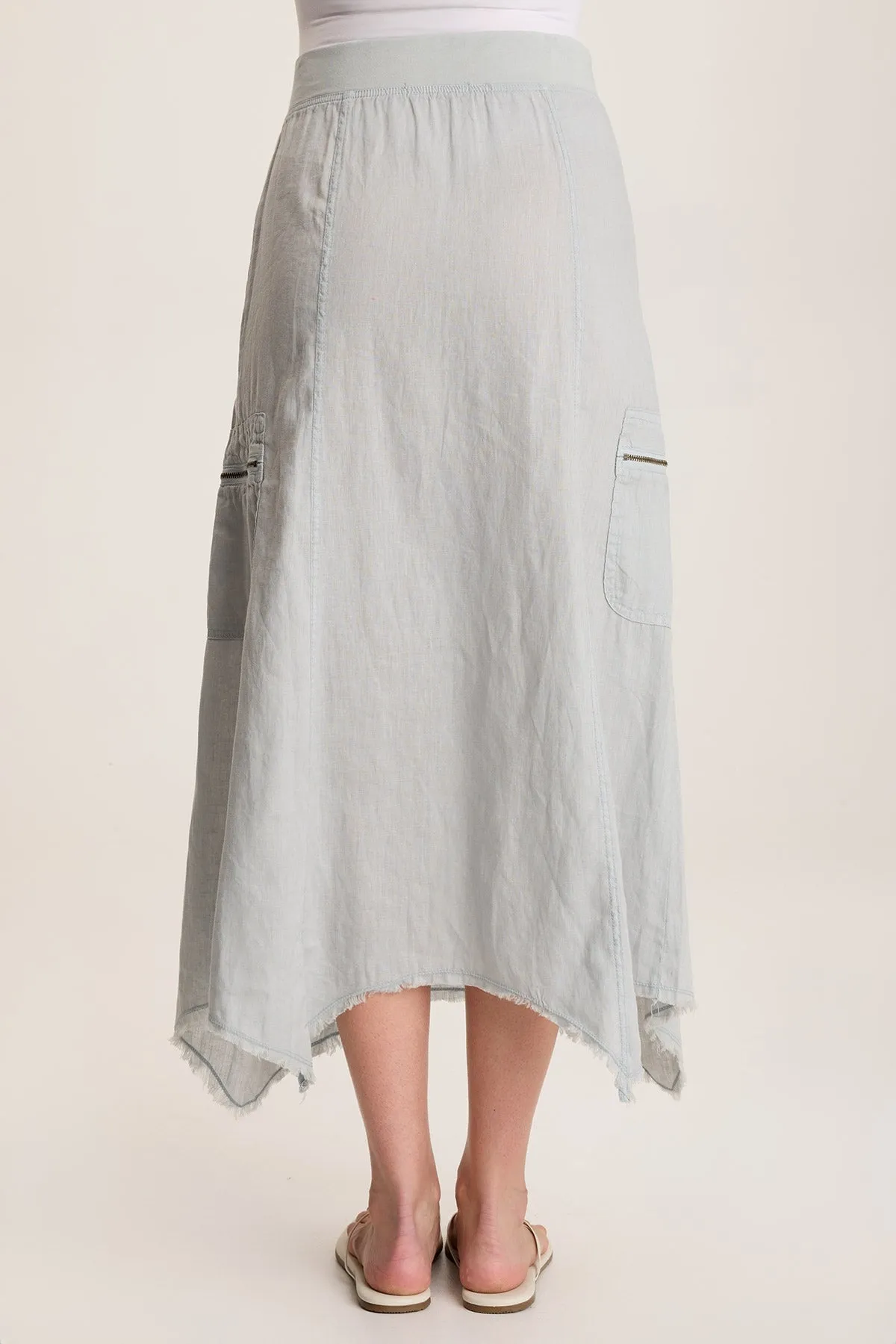 Doak Skirt with Sharkbite Hem and Cargo Pockets Moon Cool Light Wool