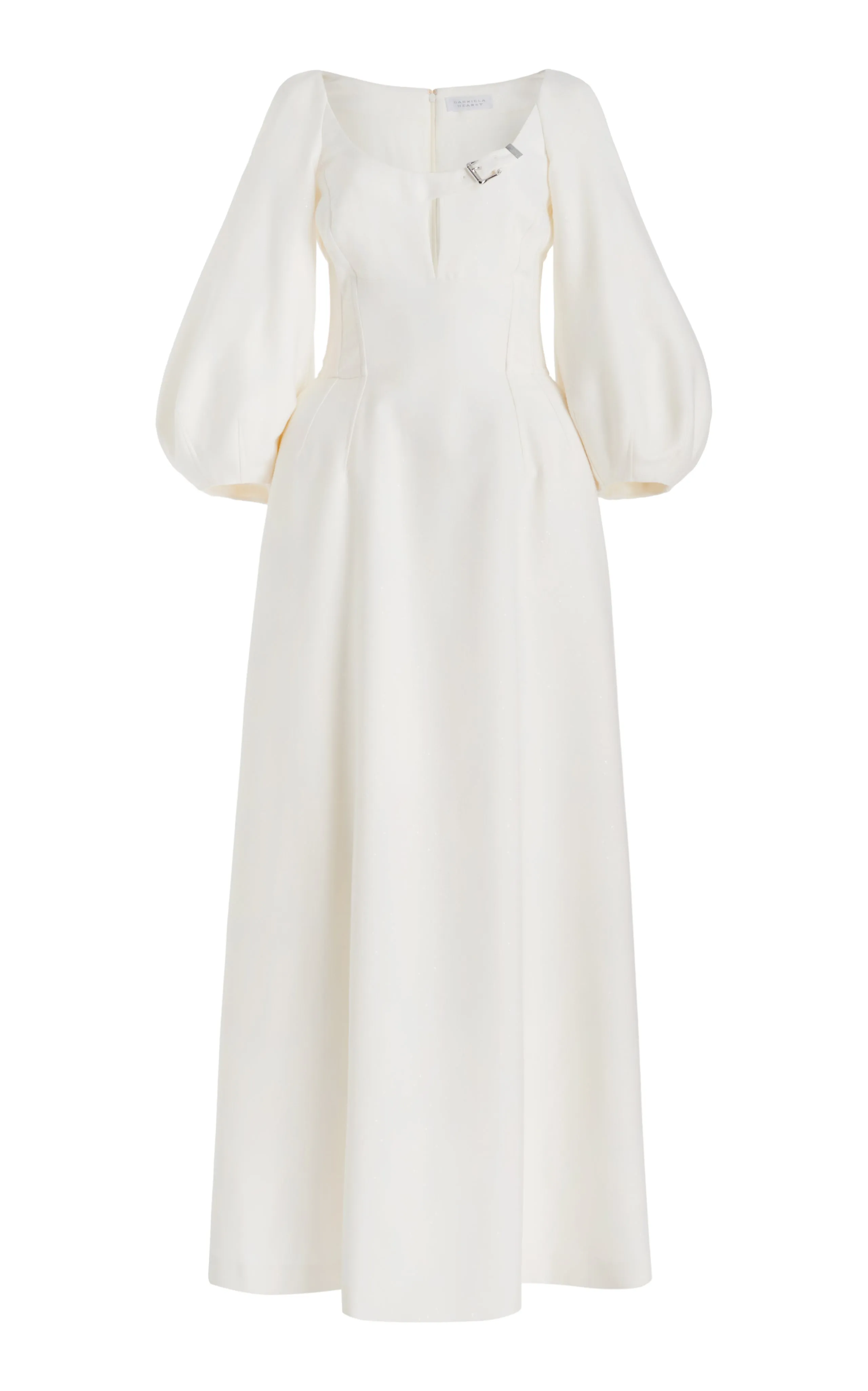 Madyn Sequin Maxi Dress in Ivory Virgin Wool Organza Fit Quiet Core
