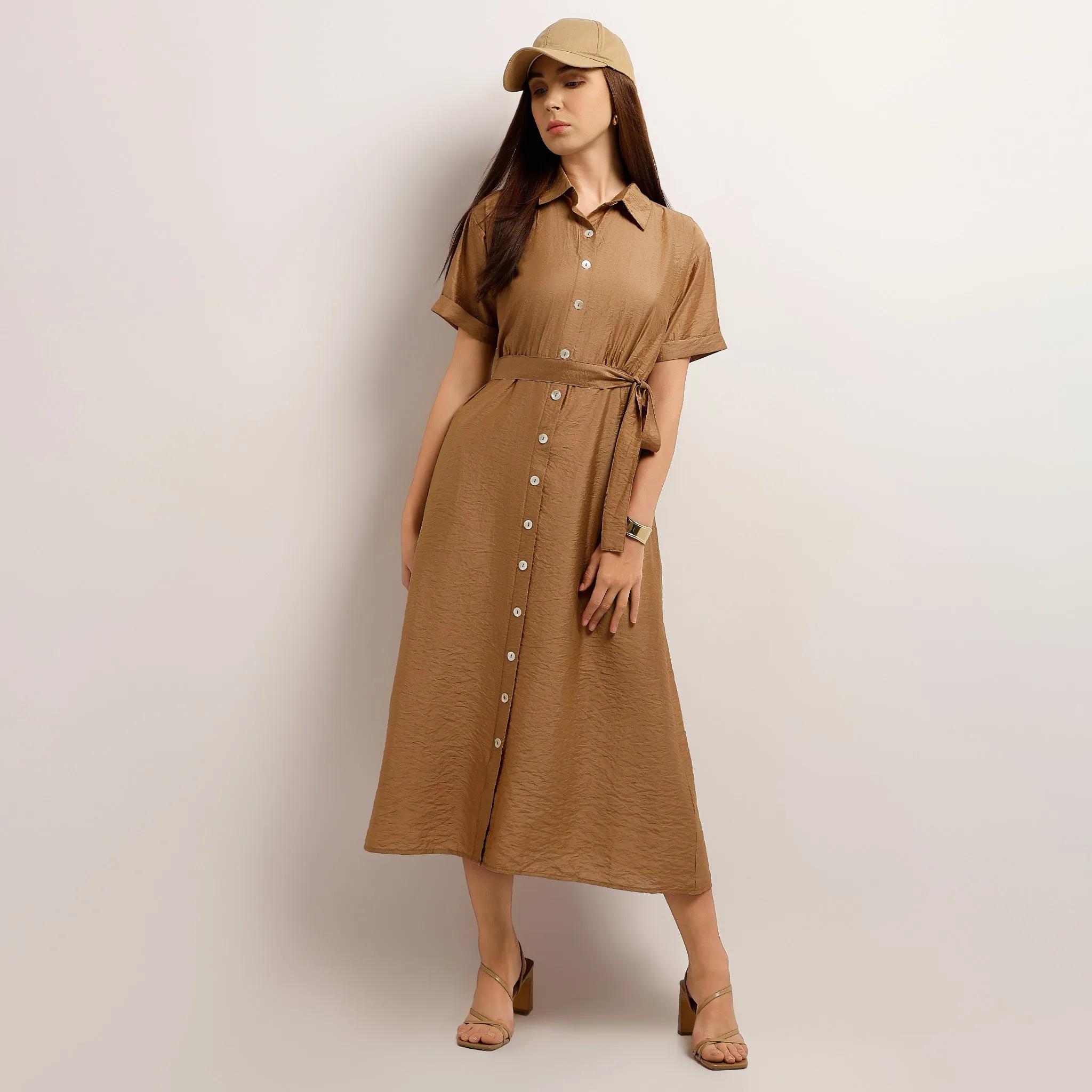 Below Knee Flare Fit Solid Dress Flight Fit Run Core