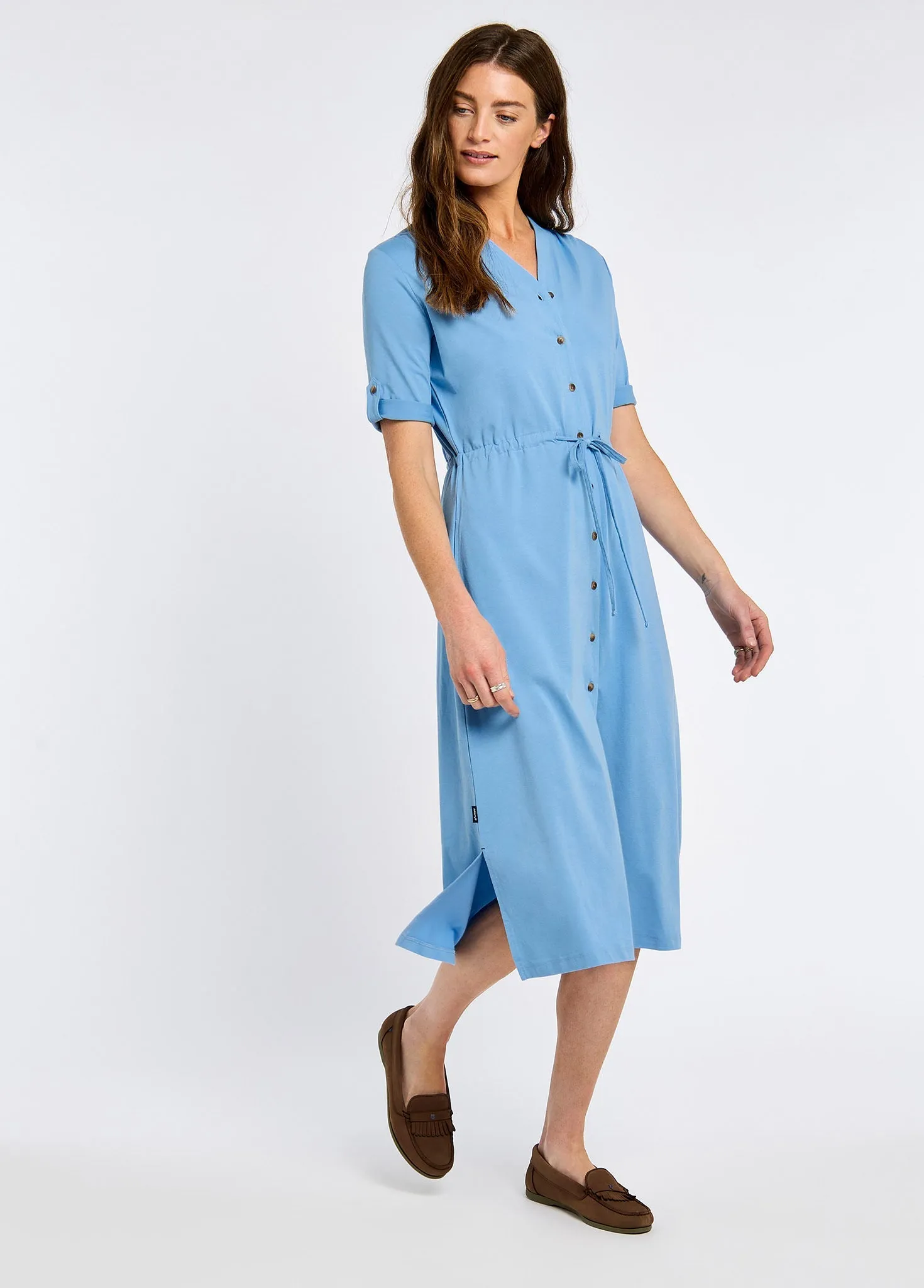 Travel Light Hanlon Women??s midi length shirt dress - Azure