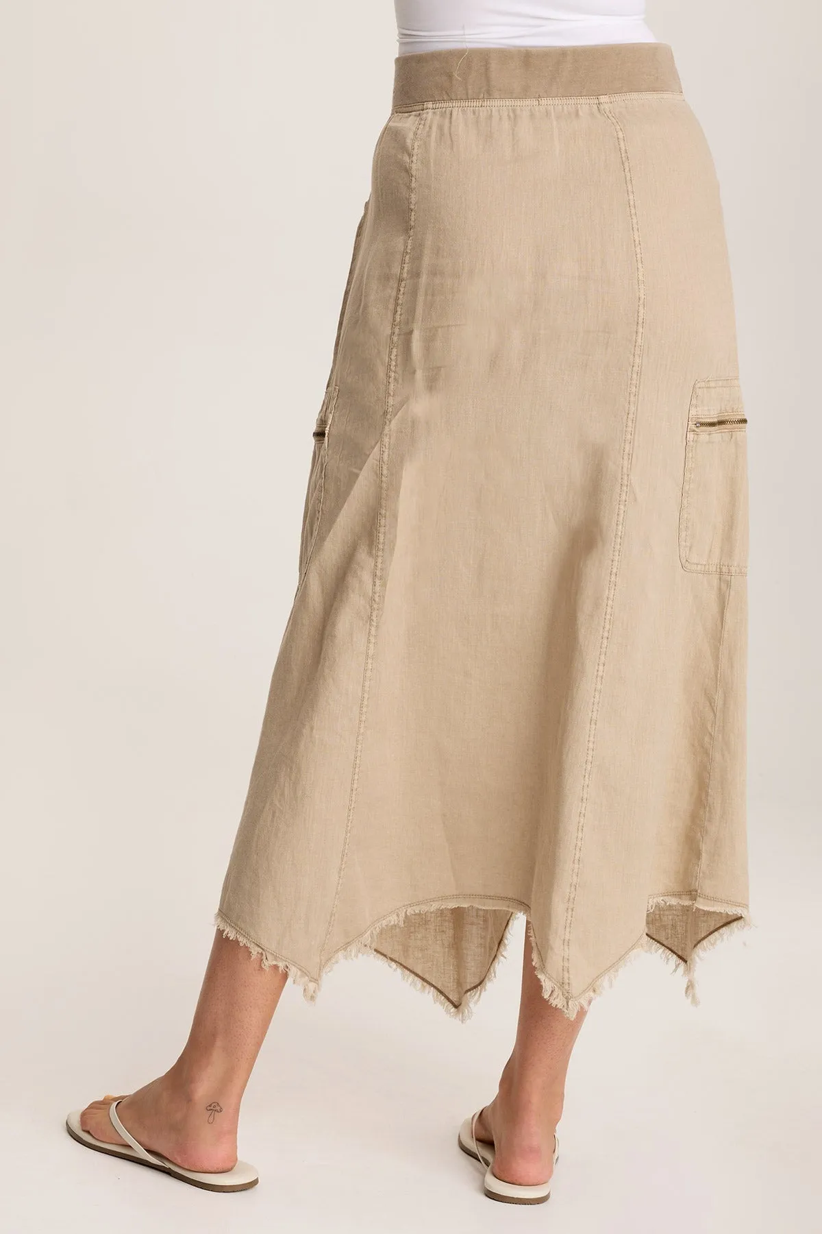 AntiPillingFabric NonIrritating Doak Skirt with Sharkbite Hem and Cargo Pockets