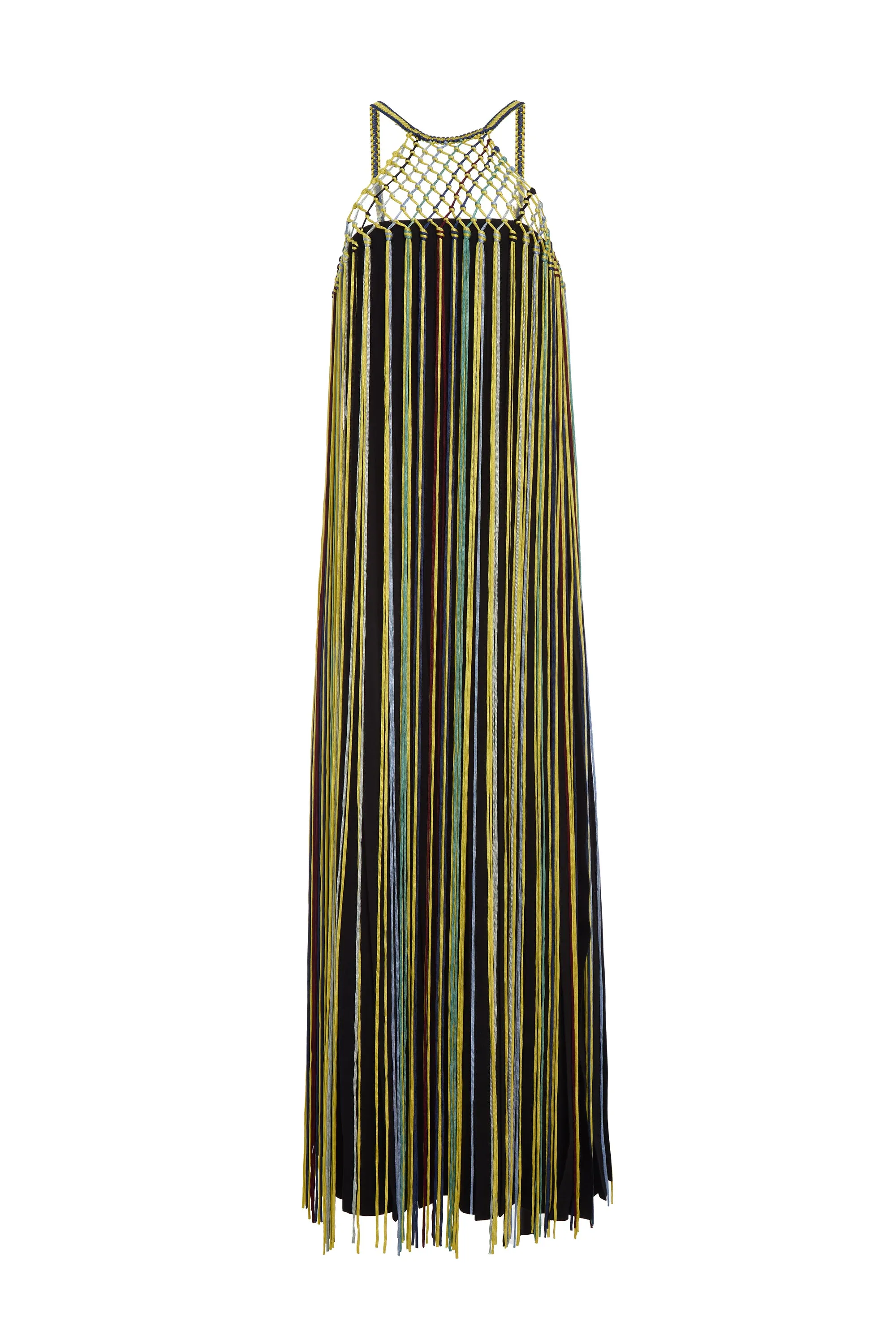 Hope Fit casual fun Tacia Fringe Maxi Dress in Black Multi Silk