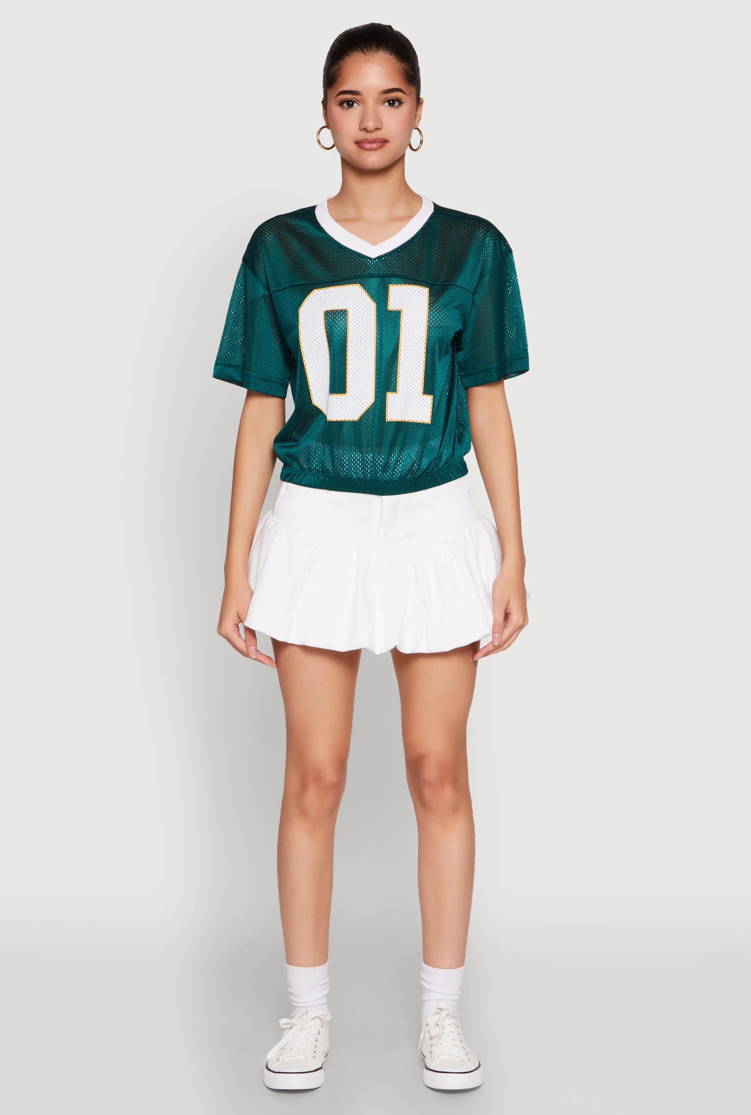 Water Based Ink Print Outdoor Comfort Almost Famous Graphic Jersey Mesh Crop Top