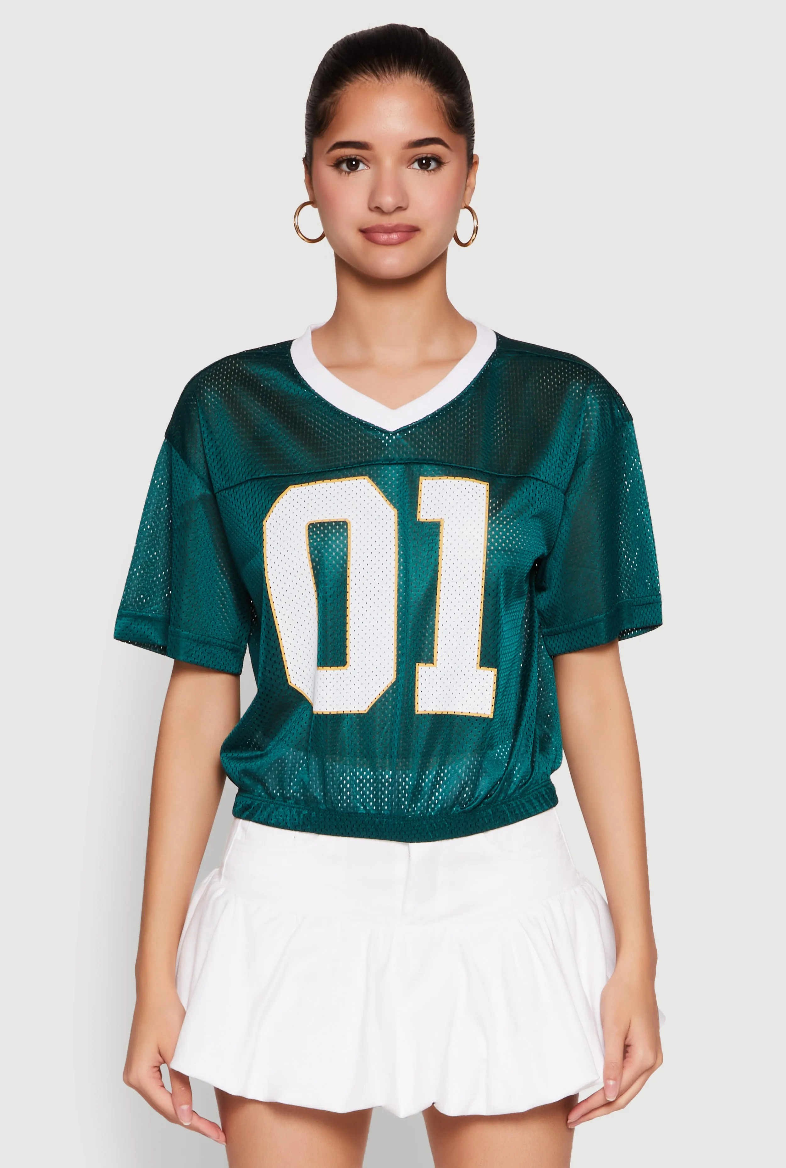 Almost Famous Graphic Jersey Mesh Crop Top Cozy Look MultiPly Fabric