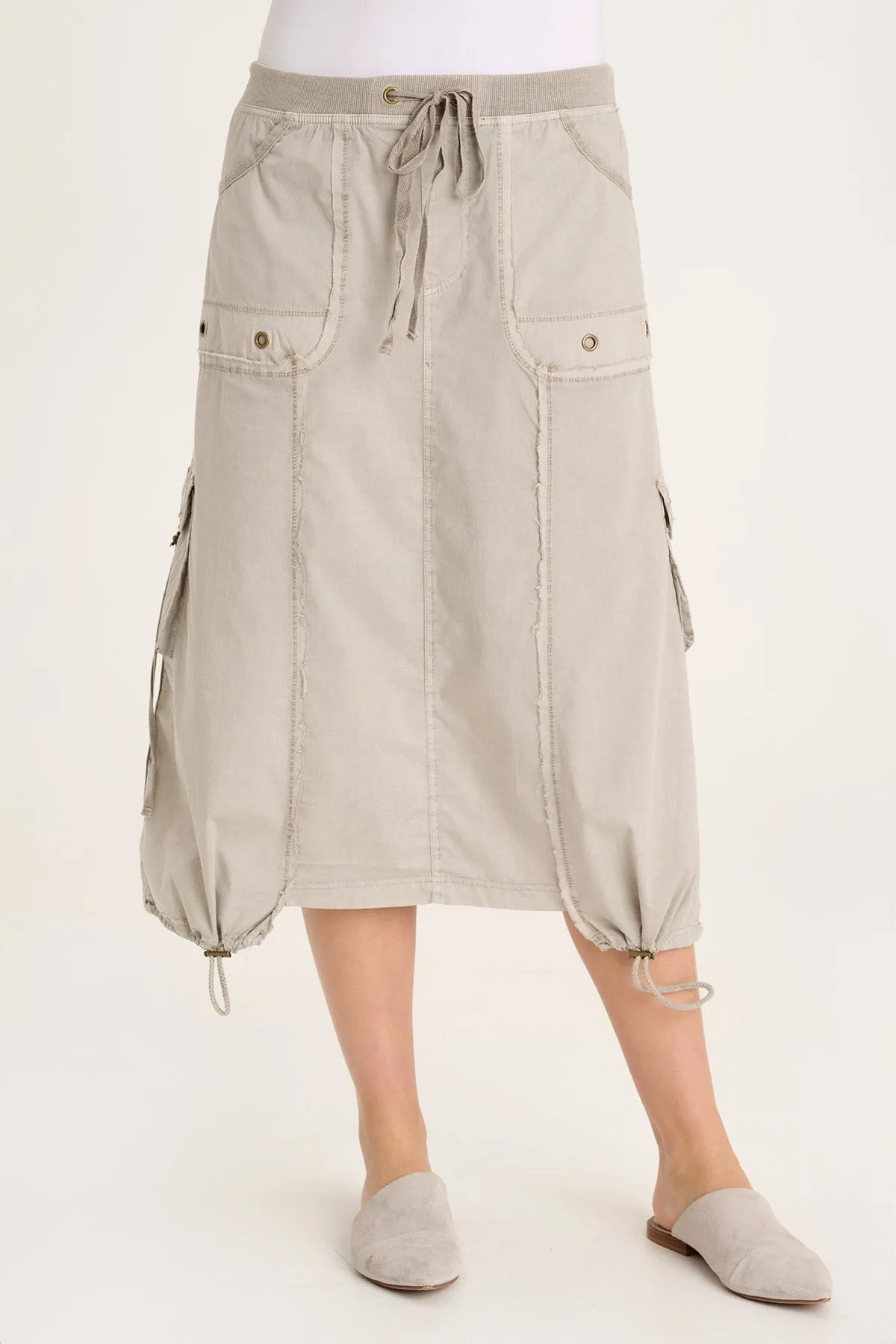 Castalina Poplin Cargo Midi Skirt StainlessZippers HypoallergenicFabric