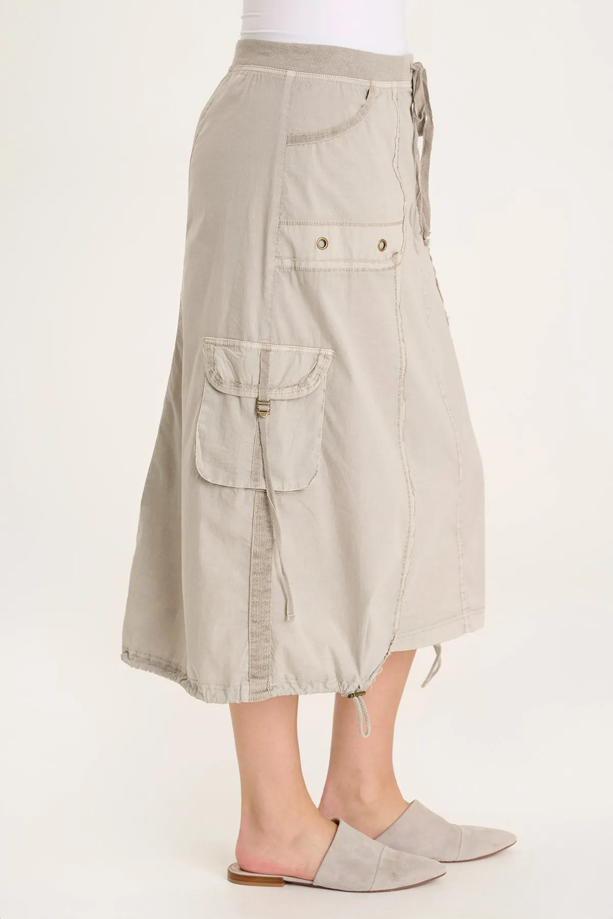 Castalina Poplin Cargo Midi Skirt AntiStatic Lining Lift Mode