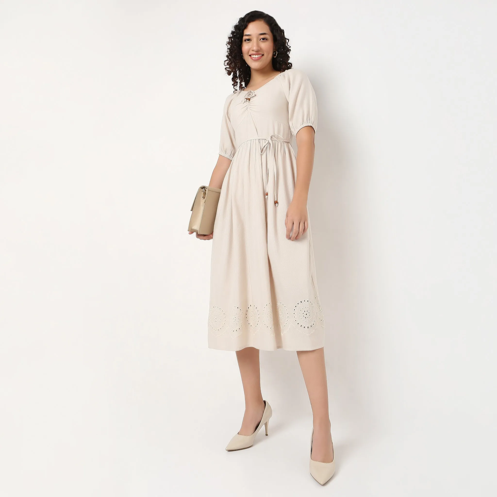 Cotton Schiffli Dress Art Mood Cool Nylon