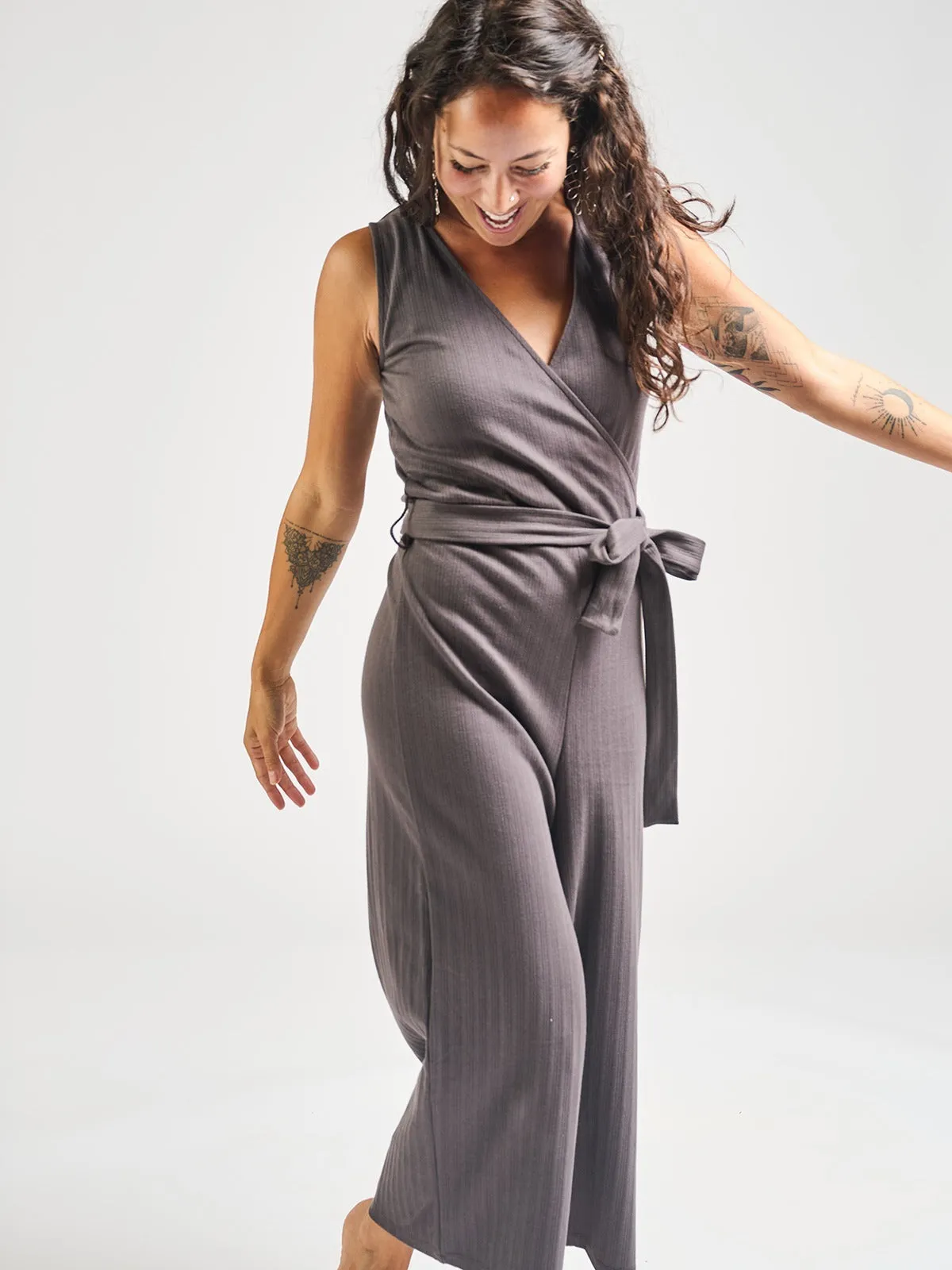 Sharp Edge Rita Jumpsuit - Shale Rib Knit