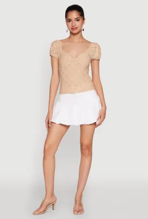 All-Purpose Wear Easy Layer Eyelet Knit Top
