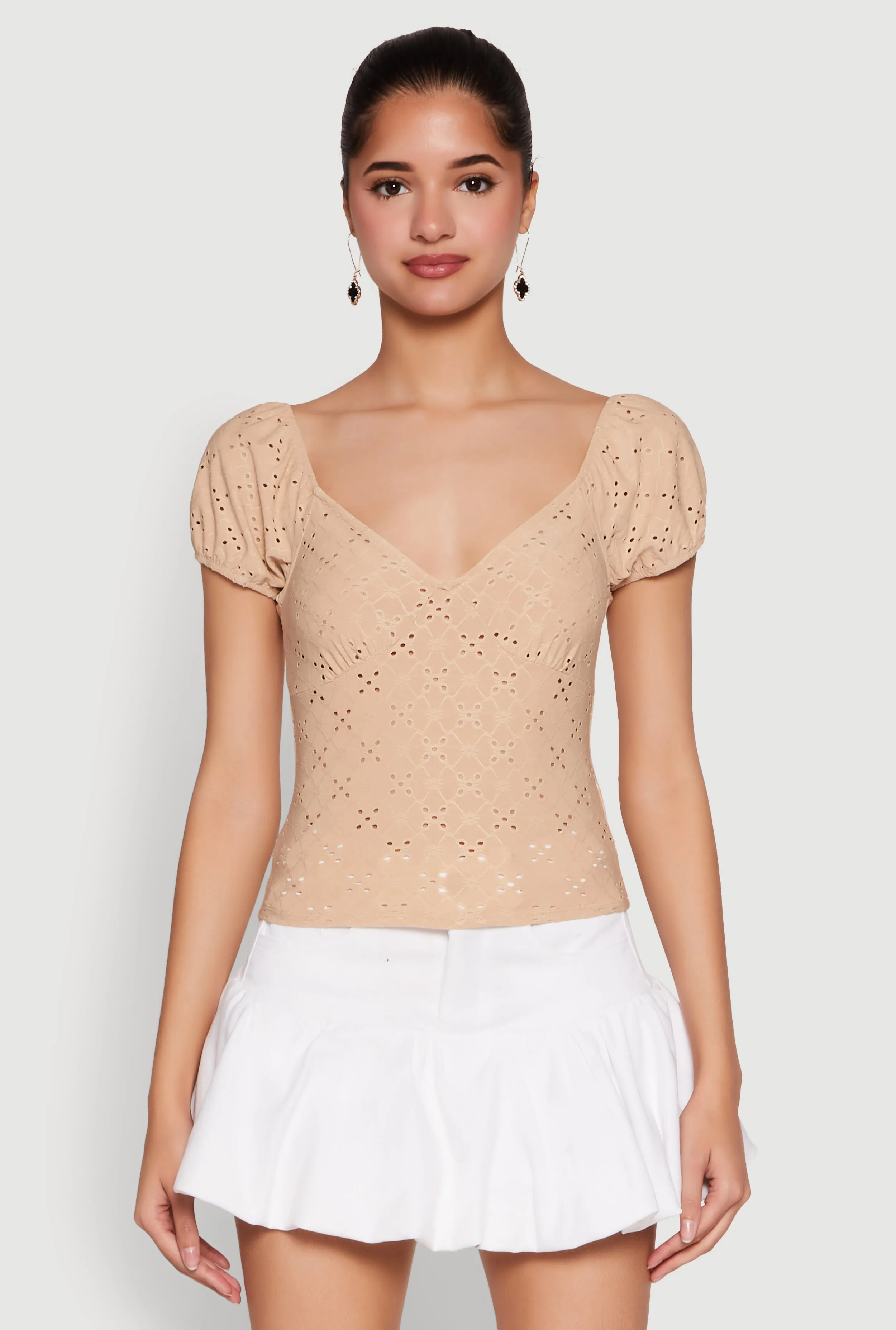 Airflow Ventilation Quick Comfort Eyelet Knit Top