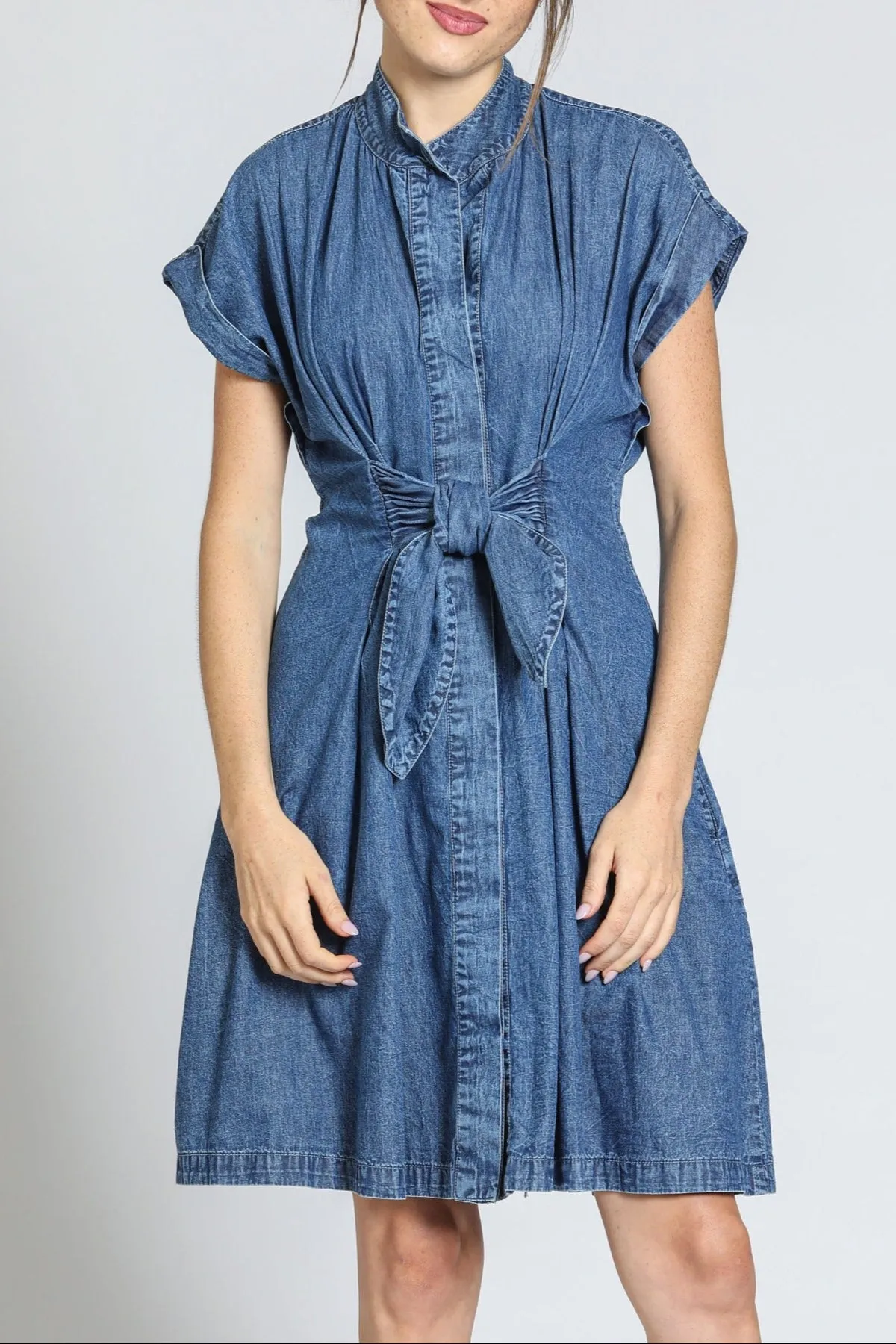 Button Front Shirt Dress With Ties SustainableCertified OdorResistant Material