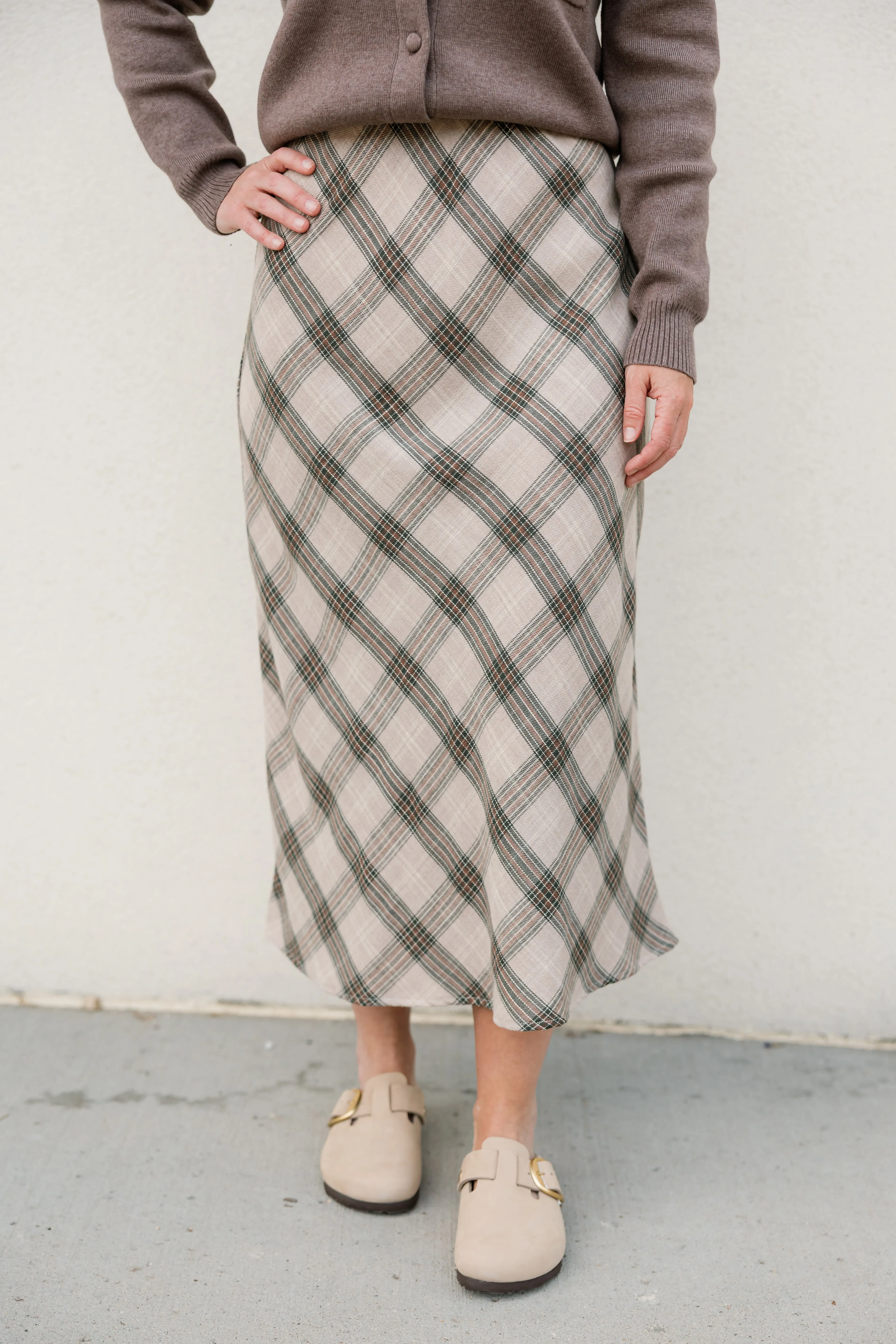 Plaid Midi Skirt TaglessDesign