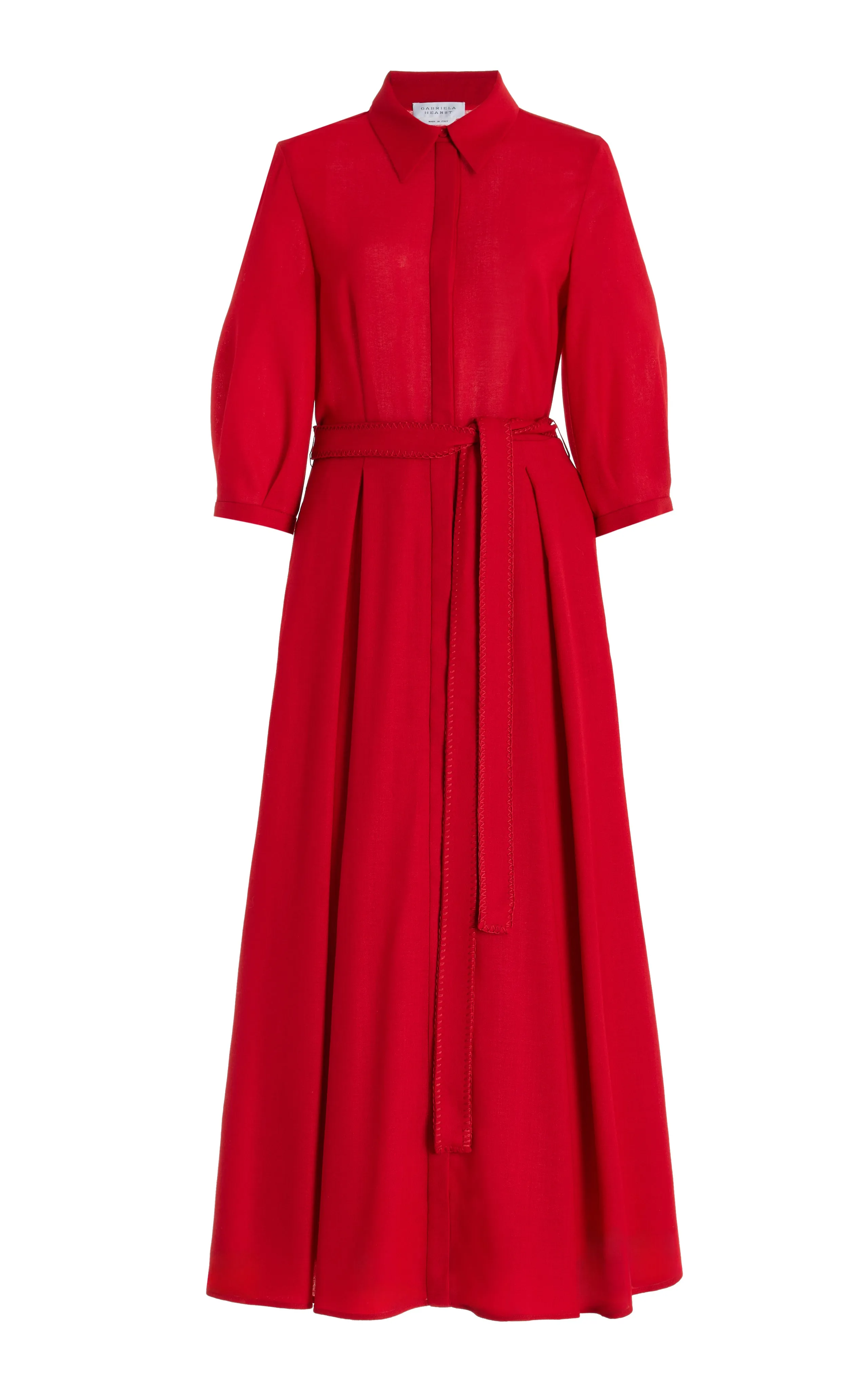 Andy Pleated Shirtdress in Scarlet Red Virgin Wool Code Soul