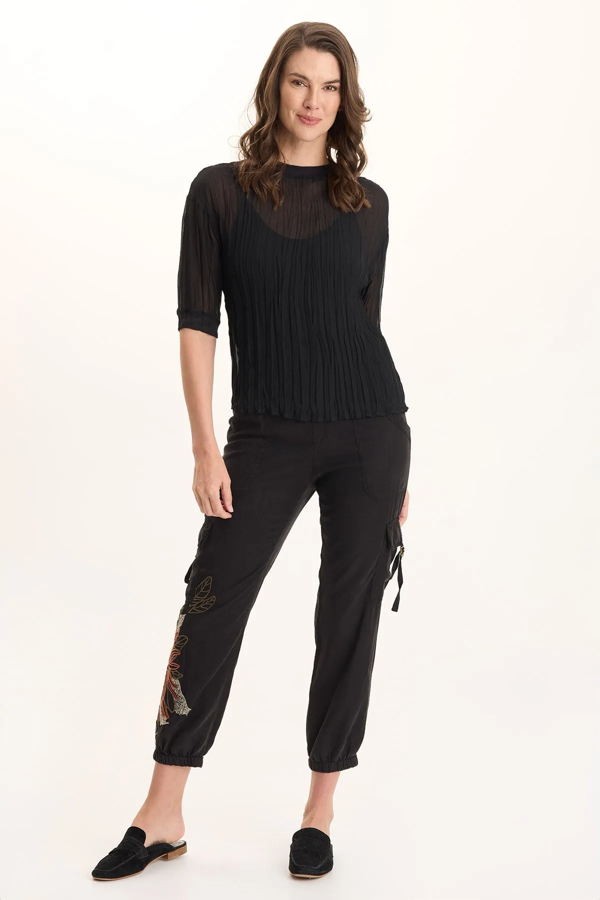 CompactFold Cason Crinkle Pleat 3/4-Sleeve Top