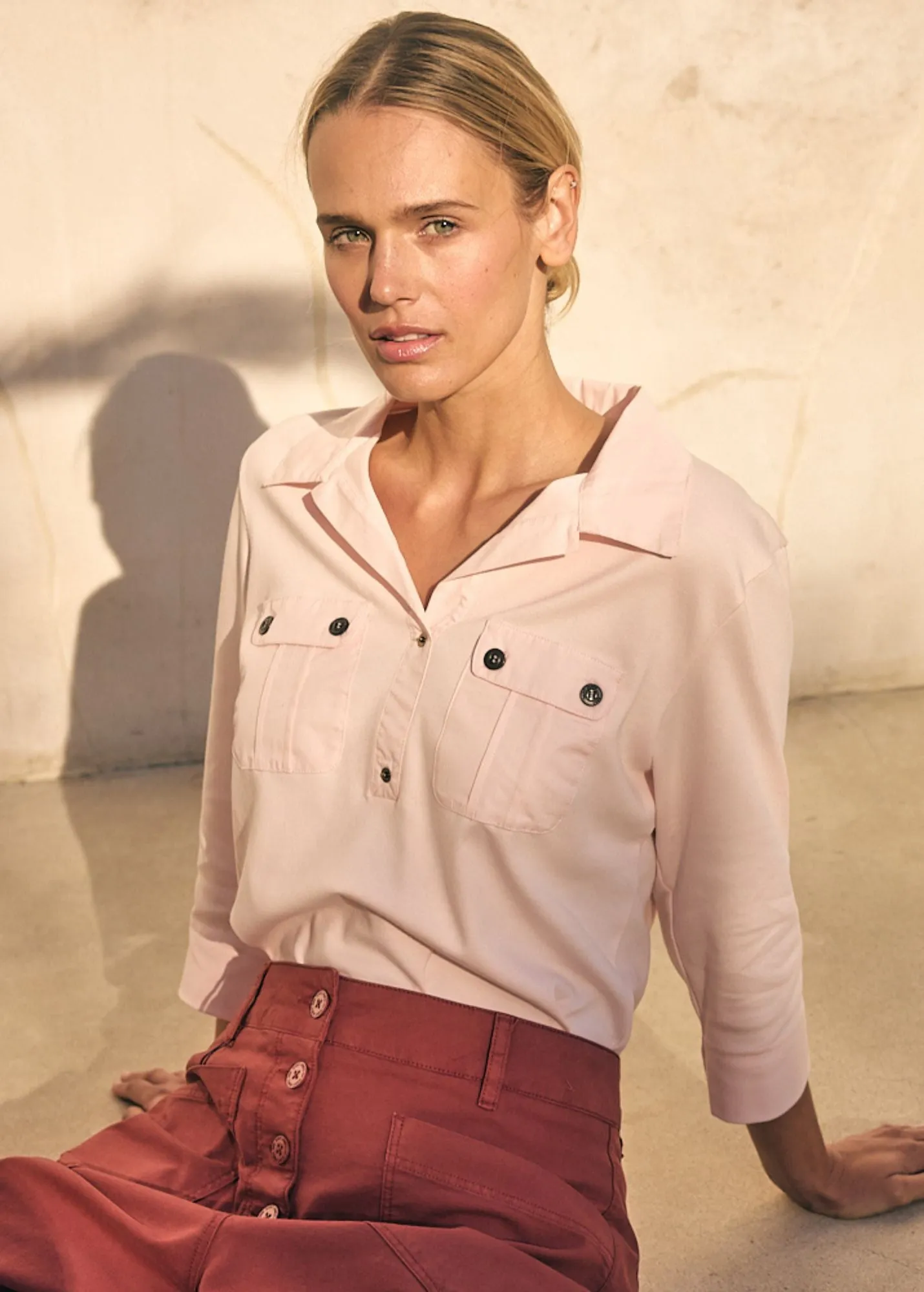 UniversalFit OLERON - Polo Shirt with ? Sleeve | 100% Cotton | Comfort Fit (LIGHT PINK)