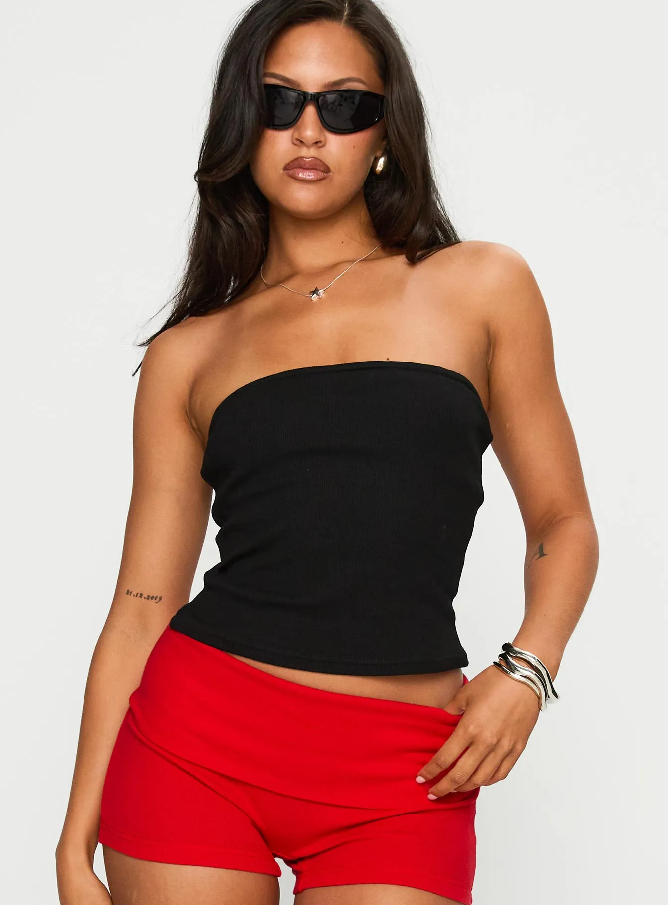 Baseline Strapless Rib Top Black Buttery Soft Handfeel