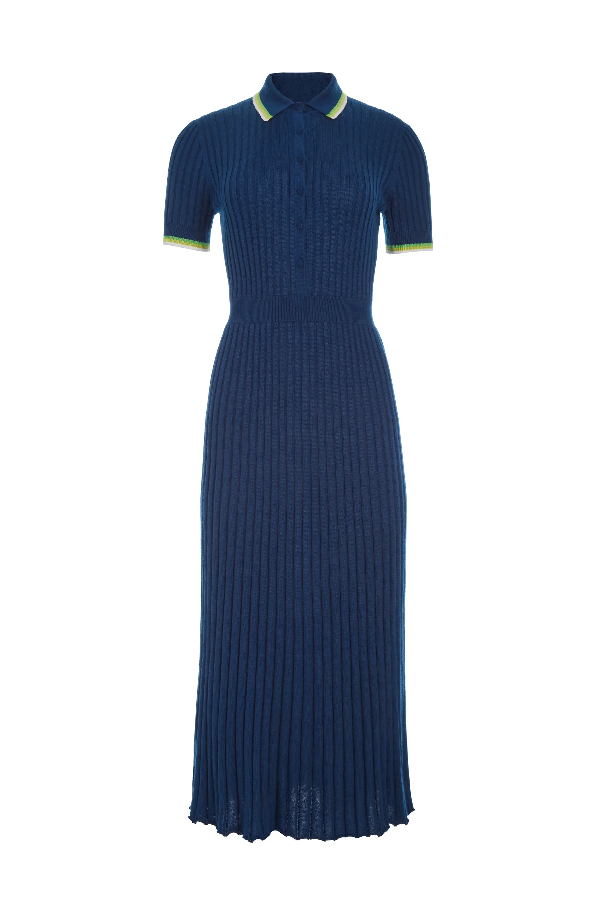 Eyot Knit Maxi Dress in Washed Denim Cashmere Silk Sharp Line