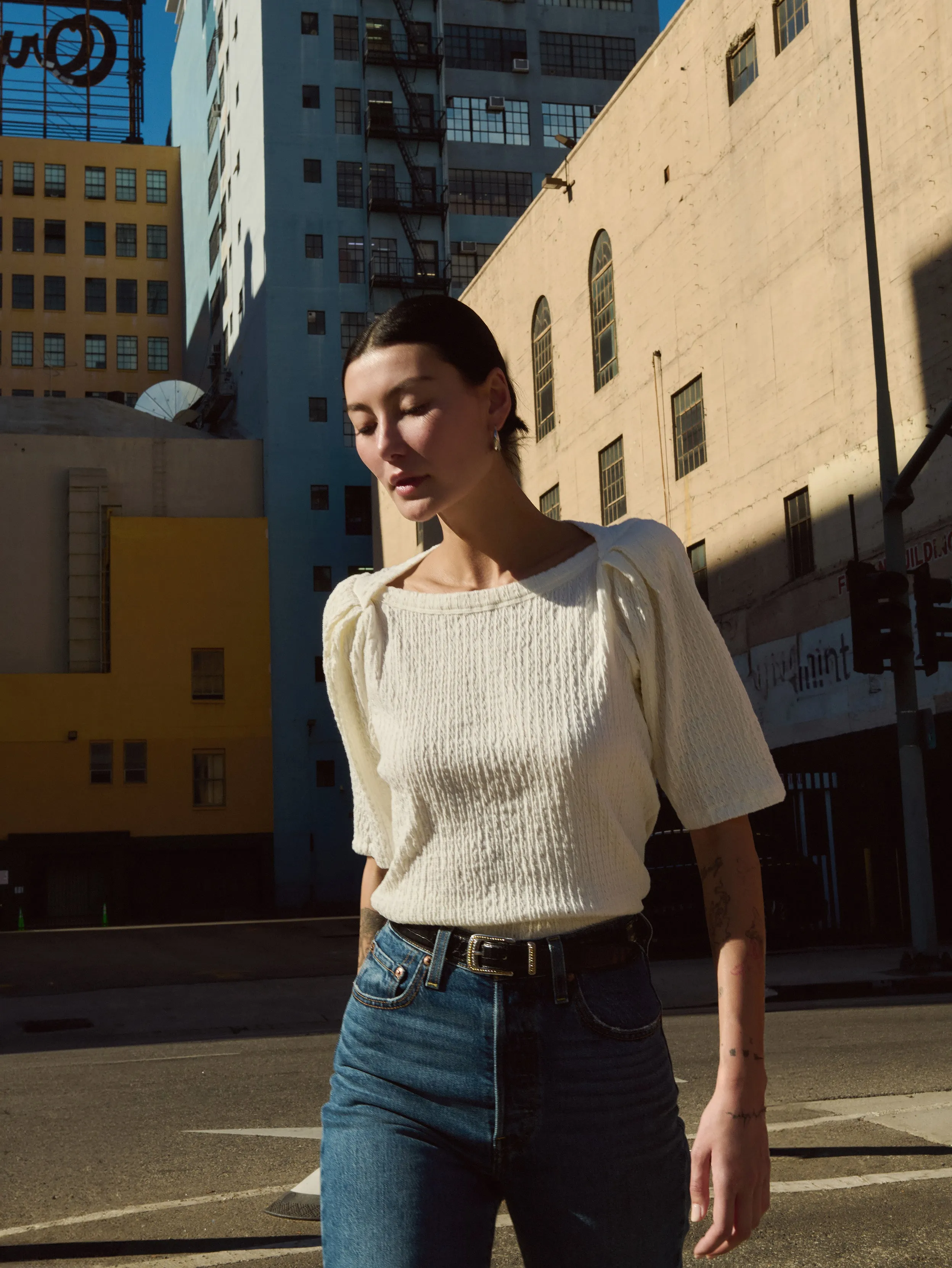 Deana Textured Tee Strong Glow Wool Fit