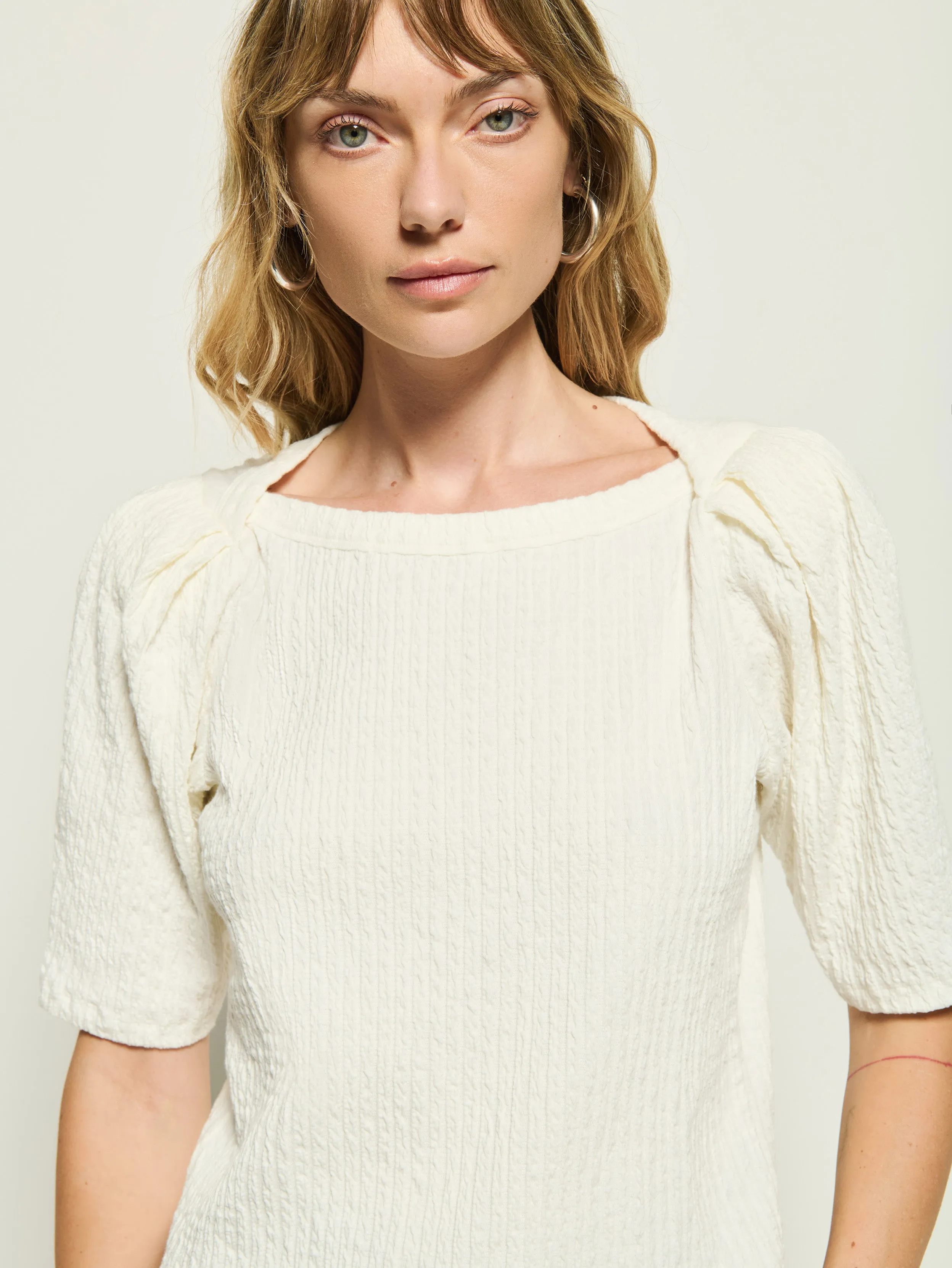Office Glam BiasCut Trims Deana Textured Tee