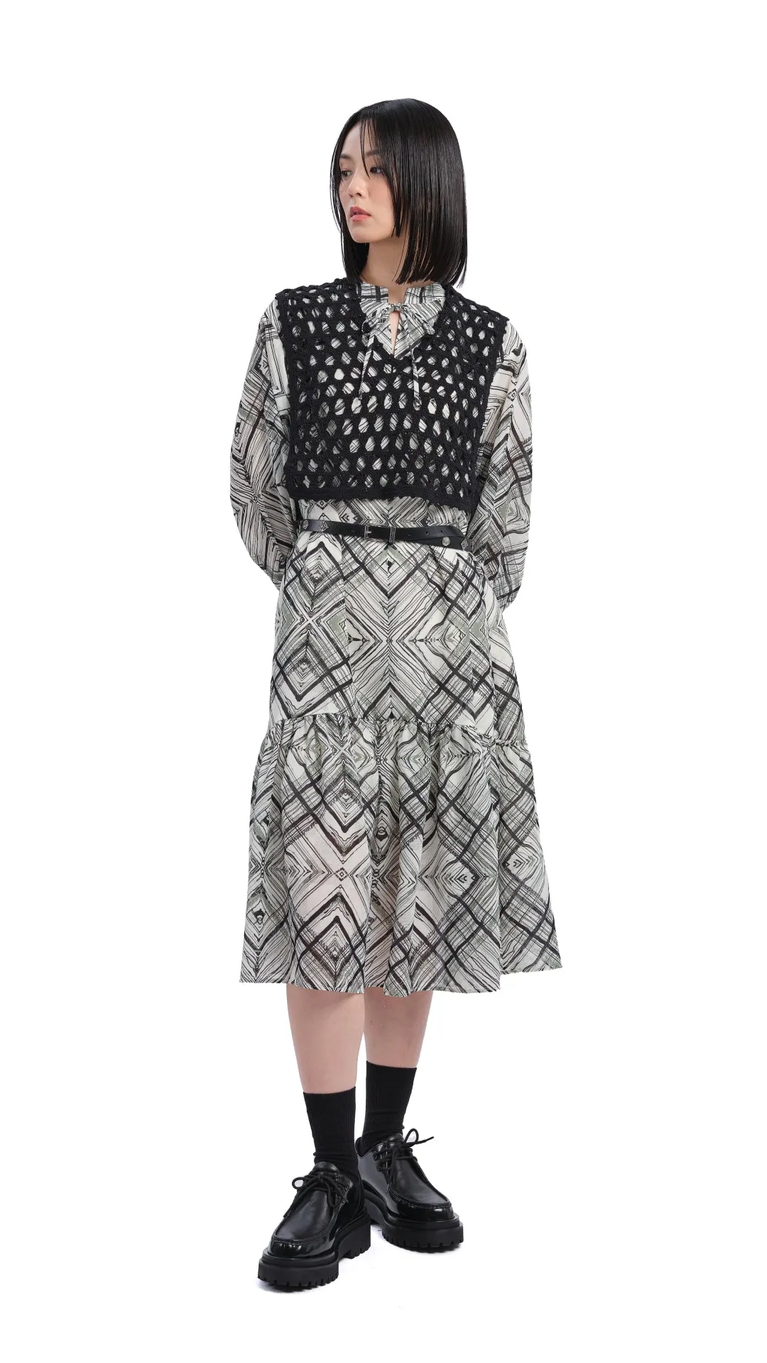 Tough Core Handcrafted Checker Printed Shirt Dress