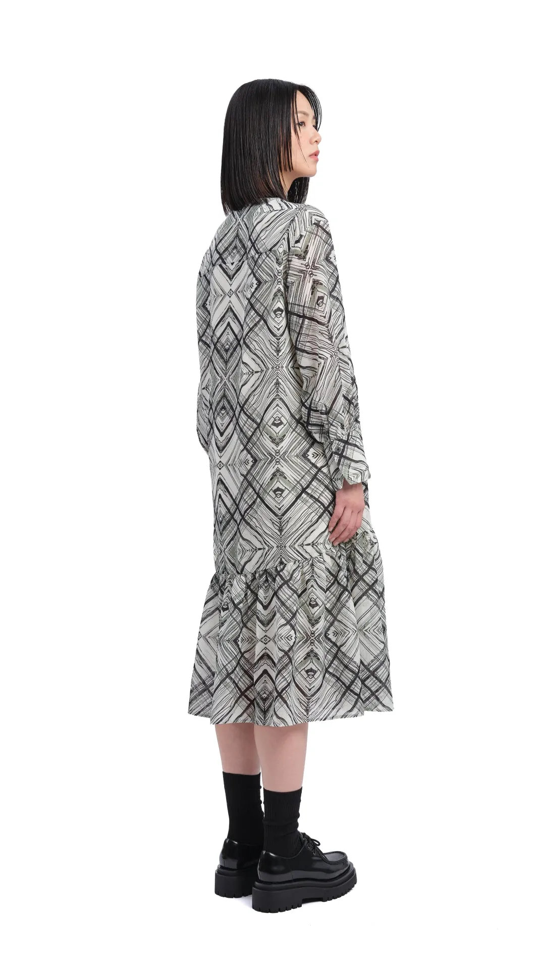 LightweightInsulation Handcrafted Checker Printed Shirt Dress