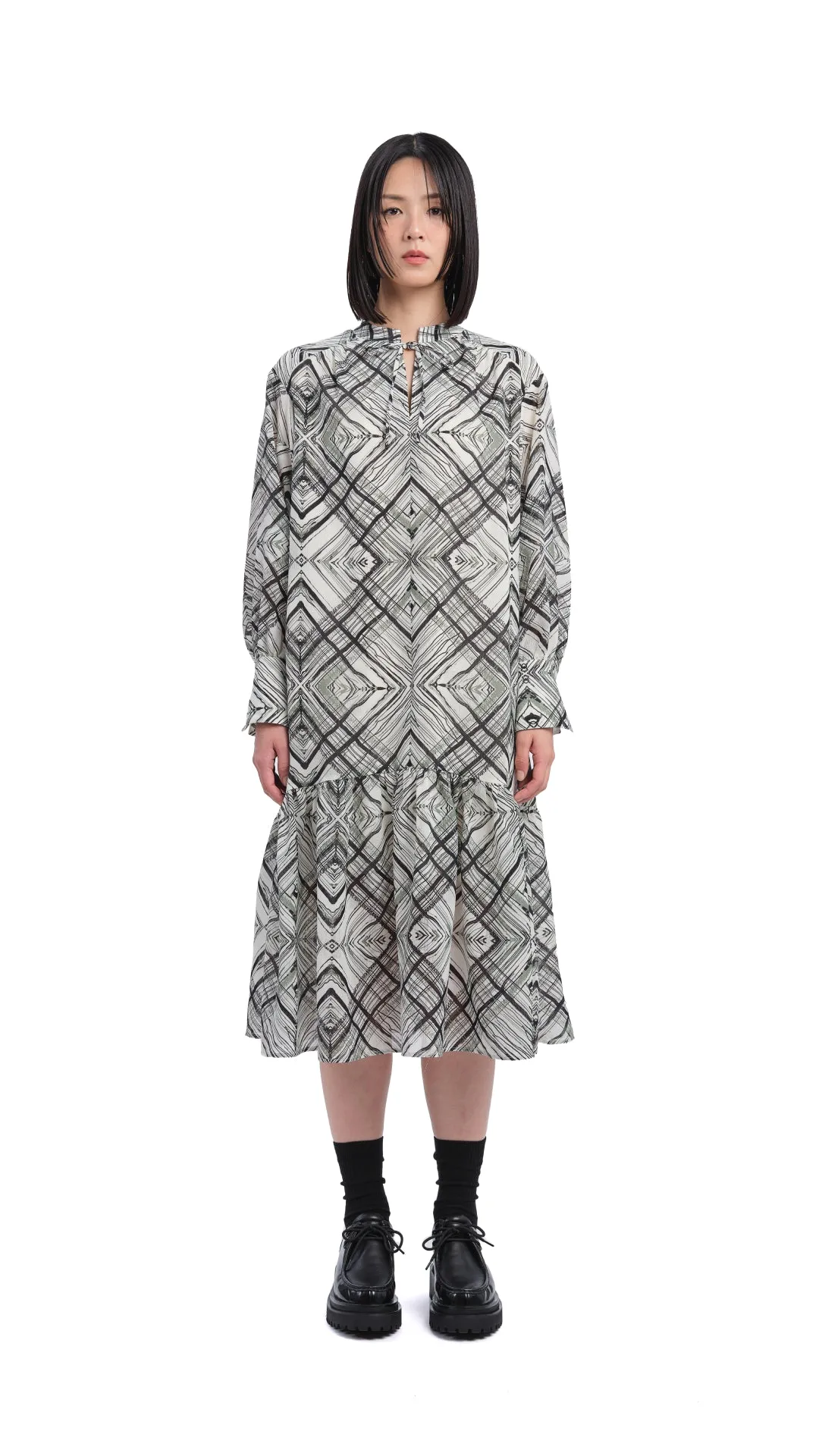Handcrafted Checker Printed Shirt Dress Village Charm