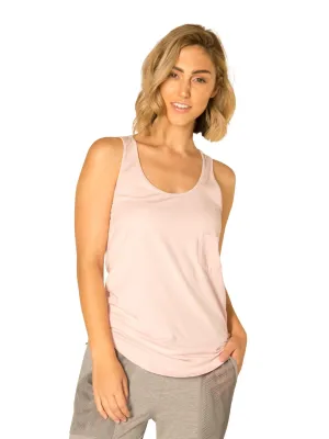 Ventilated Back Indoor Wear AMY POCKET SCOOP TANK - ROSE GOLD