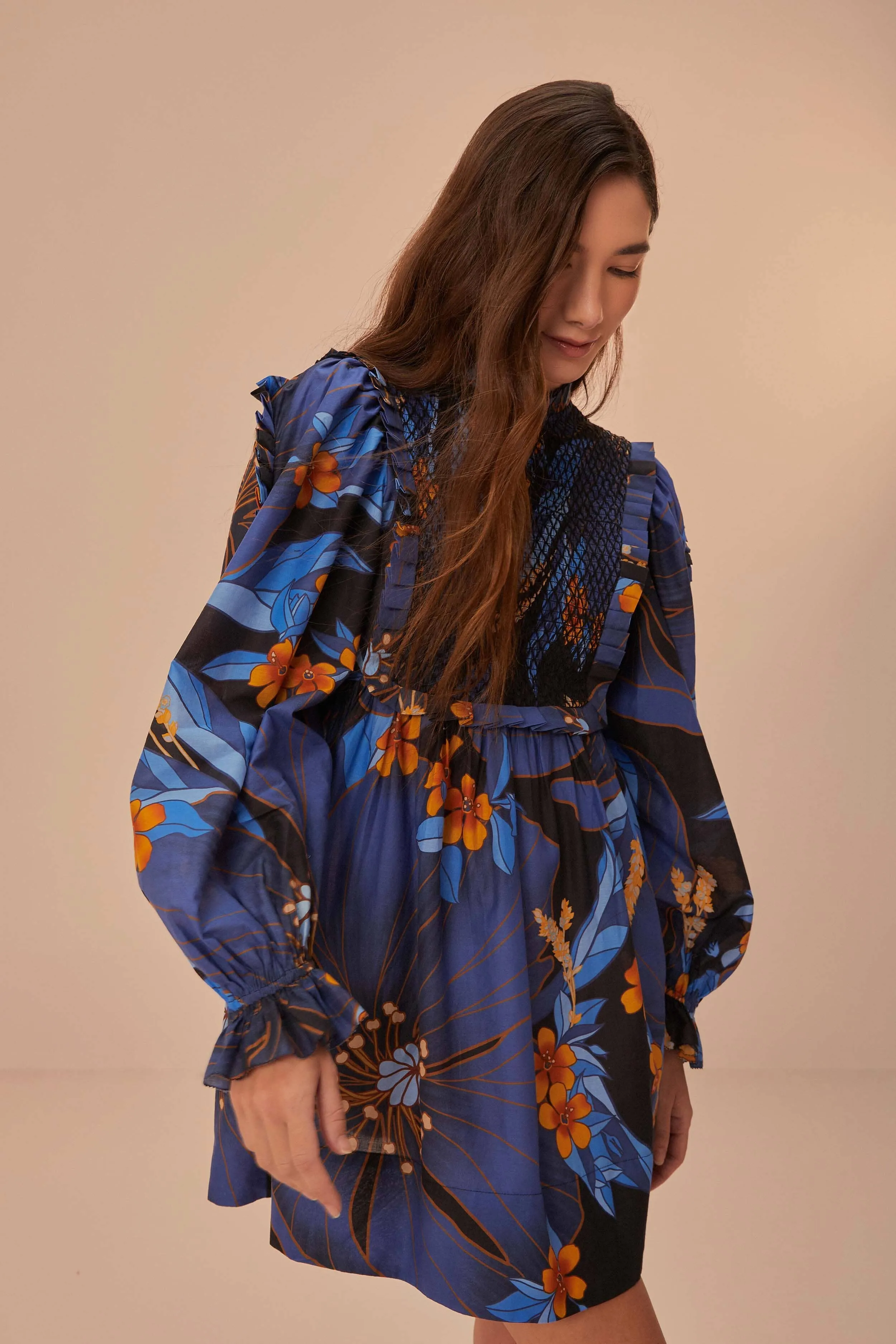 Tall Cut Black Pietra Floral Mini Dress