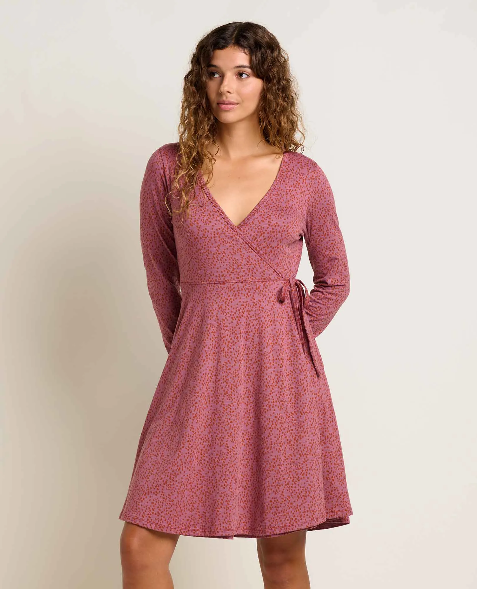 QuickDry Material Freesia Long Sleeve Wrap Dress
