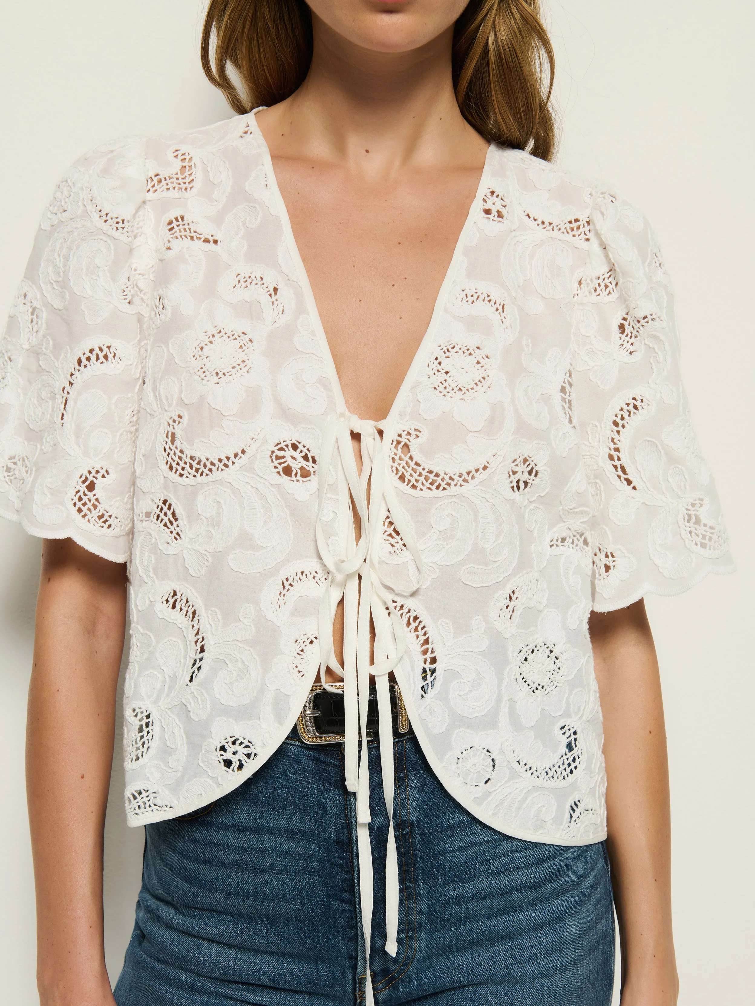 Rosalyn Tie Top ShapeRetentionCloth Breathable mesh lining