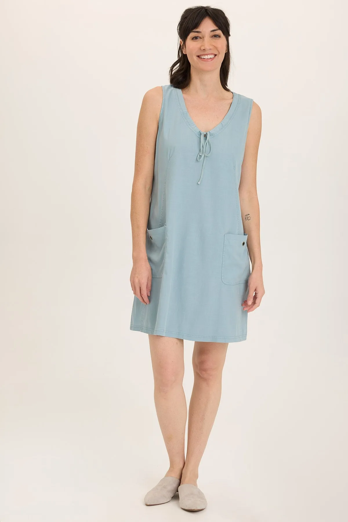 Ashmon Twill A-Line Mini Shift Dress TaglessDesign EcoCertifiedTextile