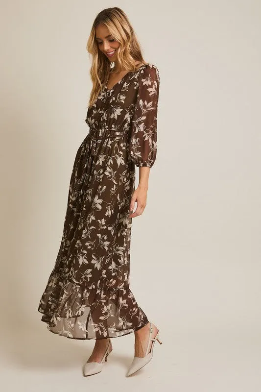 NonIrritating Seams Busy Glow Olive Floral Dress