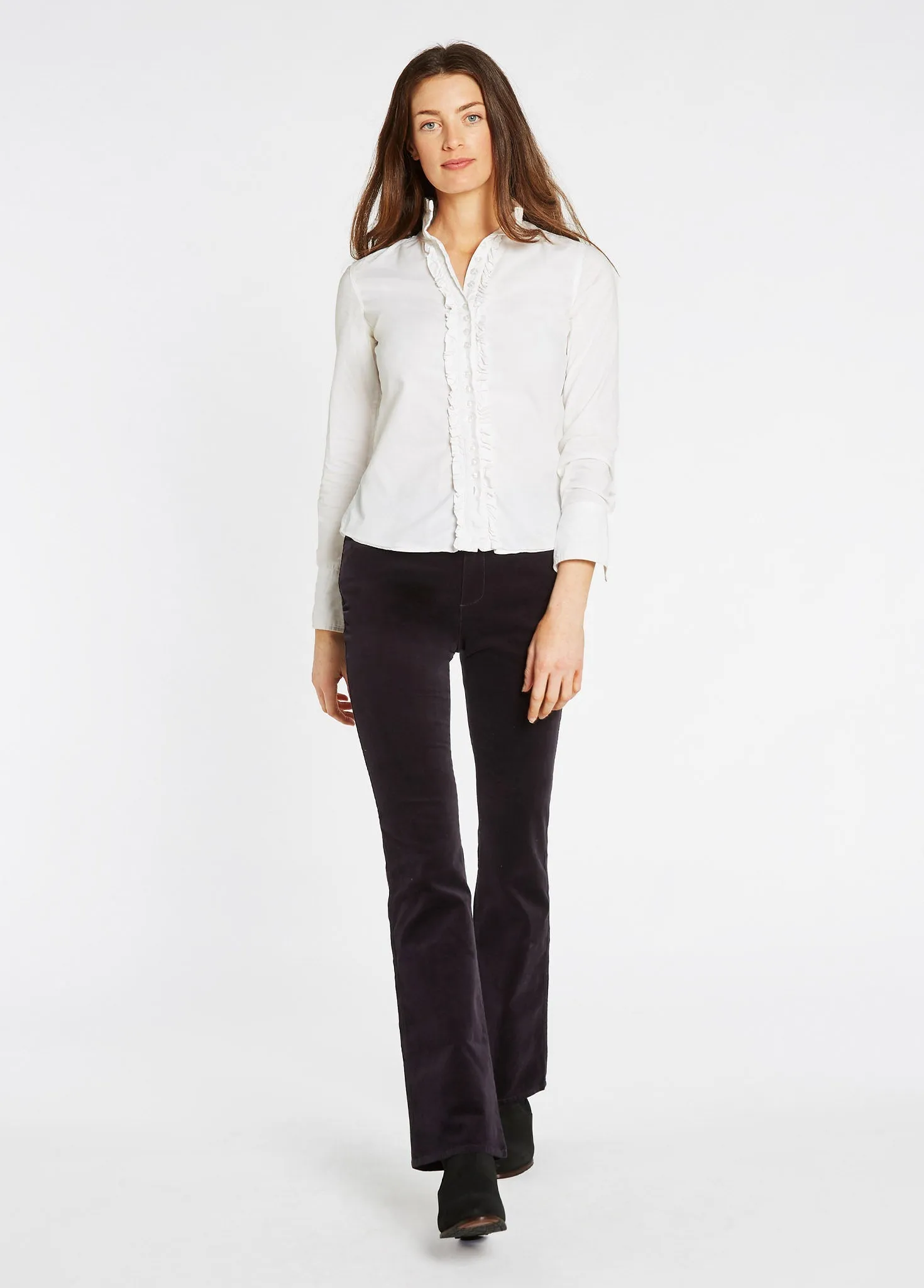 WrinkleResistant Finish FlexibleCollar Elderflower Women's Bootcut Jeans - Navy