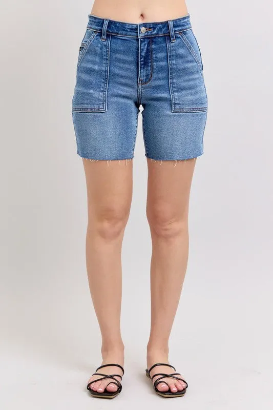 Judy Blue Bermuda Back Flap Shorts Desk Style