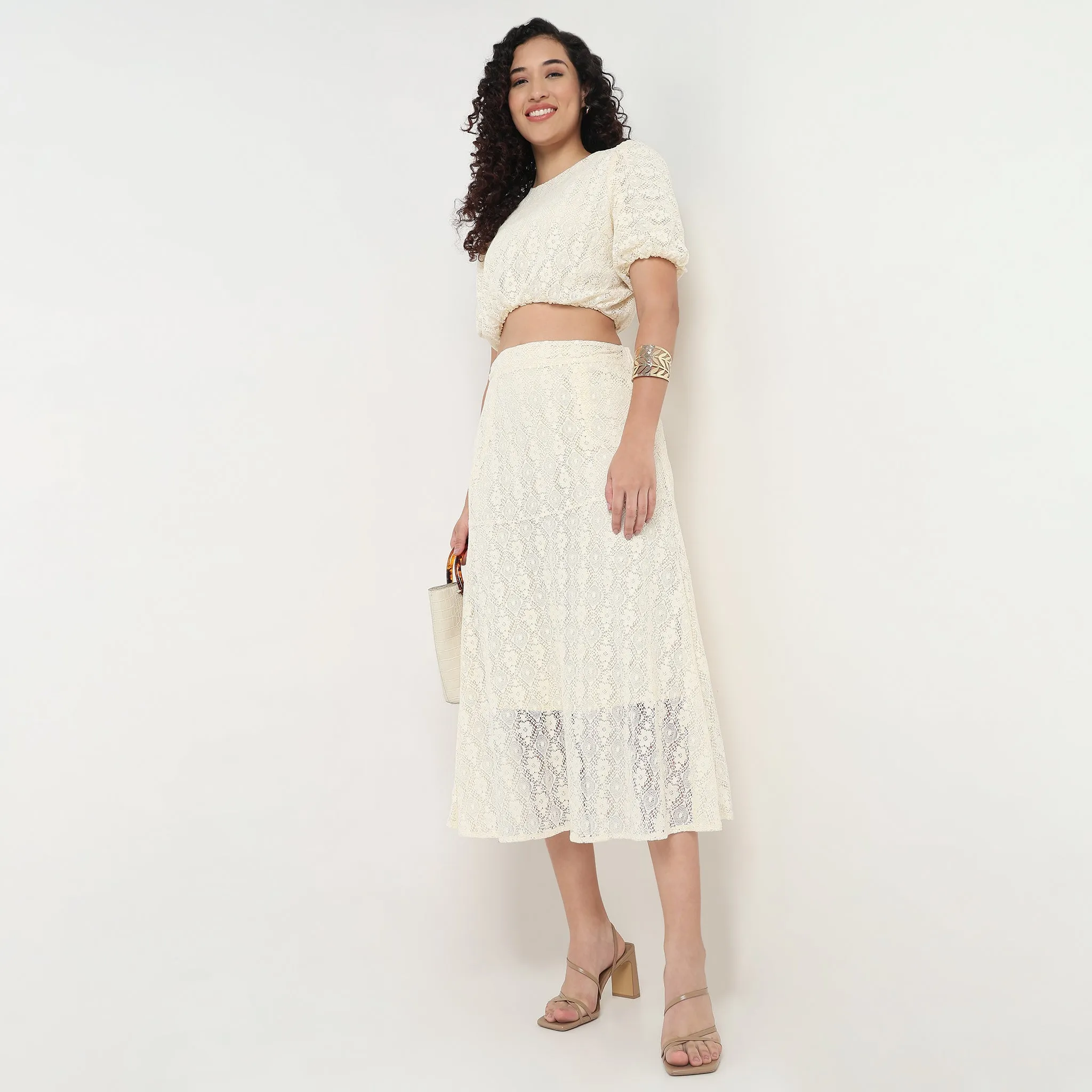 StaticFreeLining Lace A-Line Skirt