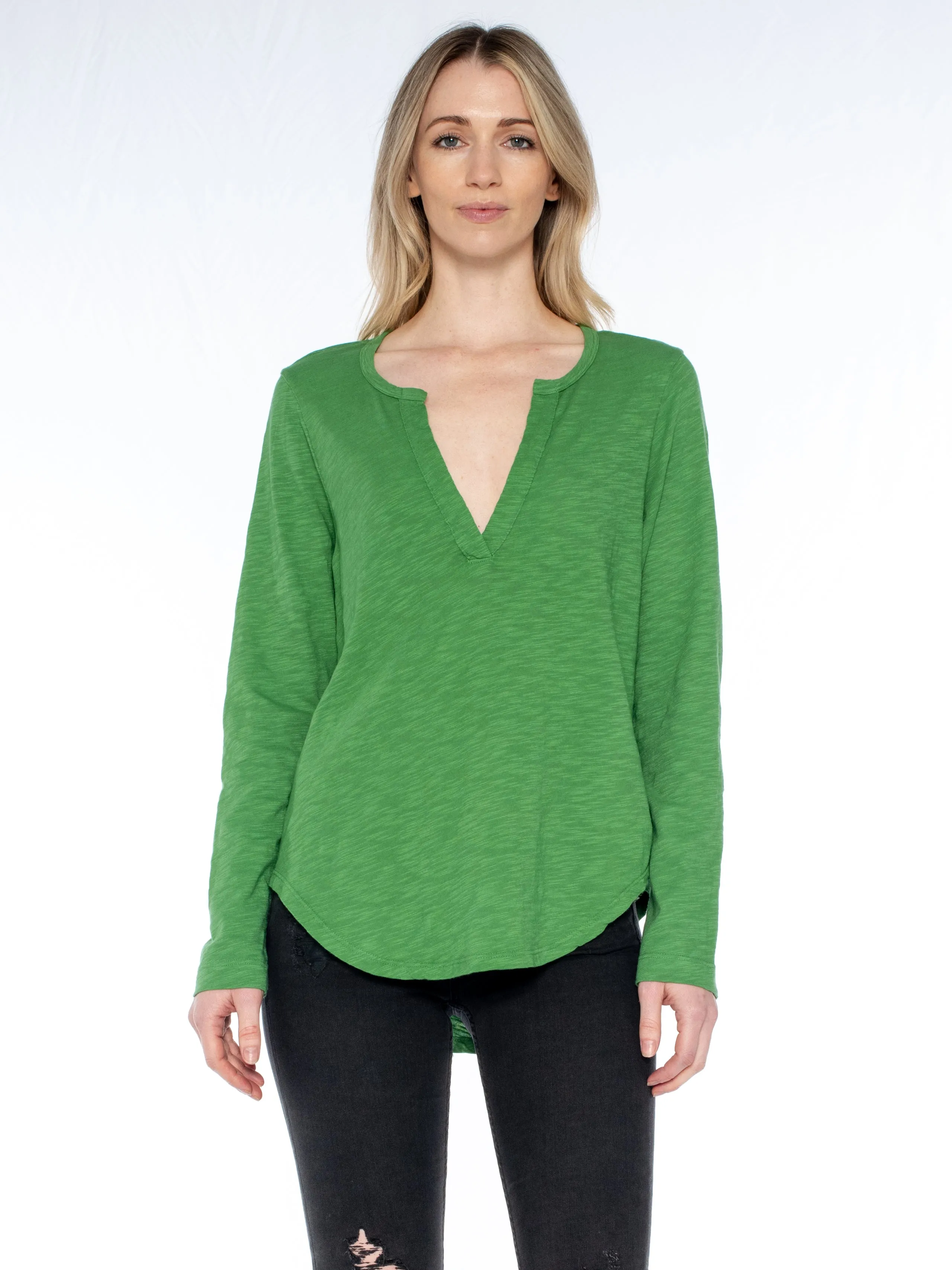 Split Neck L/S Shirttail Tee Epic Core Ocean Air