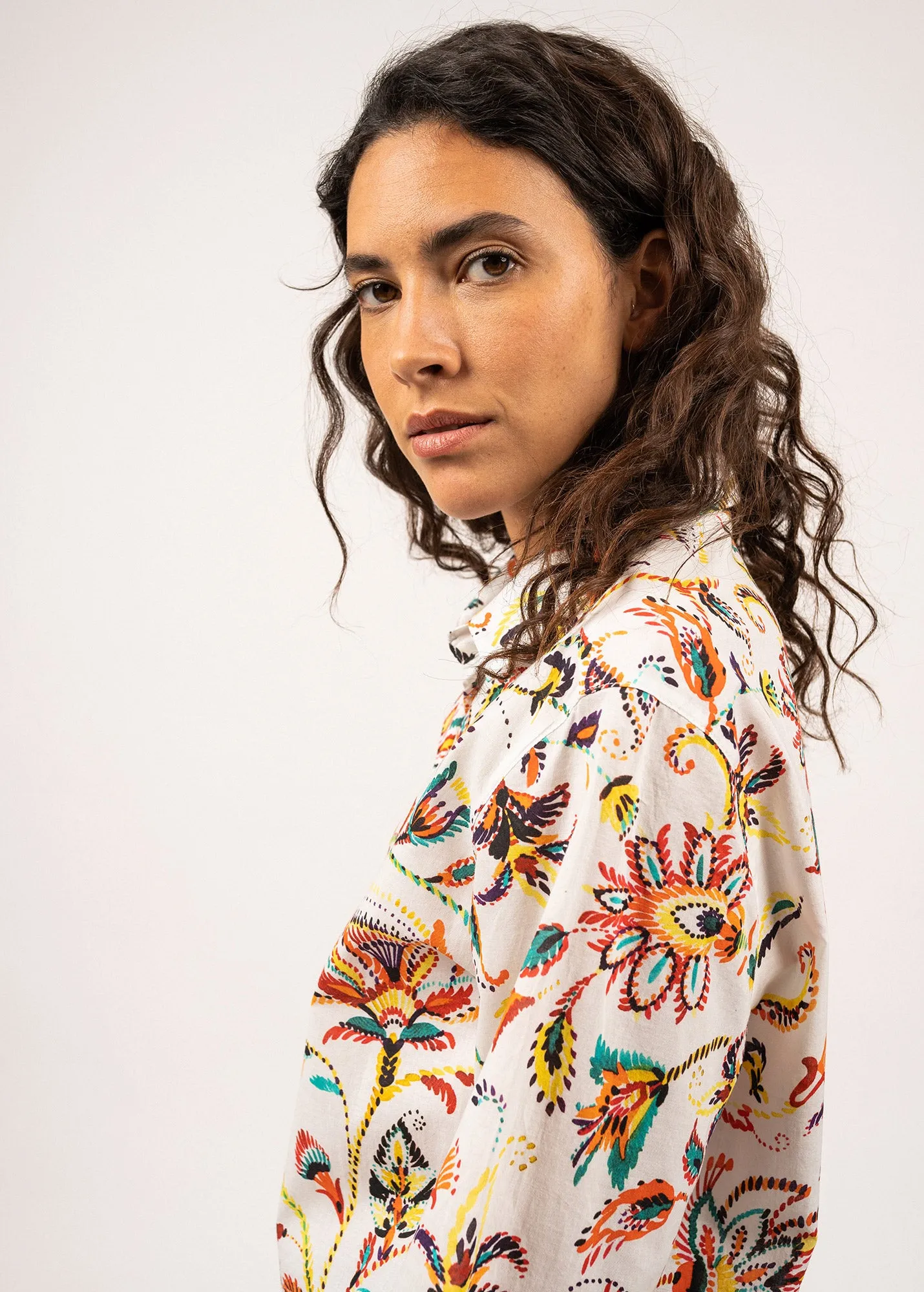 StretchWaistband Style Mood MARION - Printed Shirt With Long Sleeves | 100% Cotton (SUMMER IVORY)
