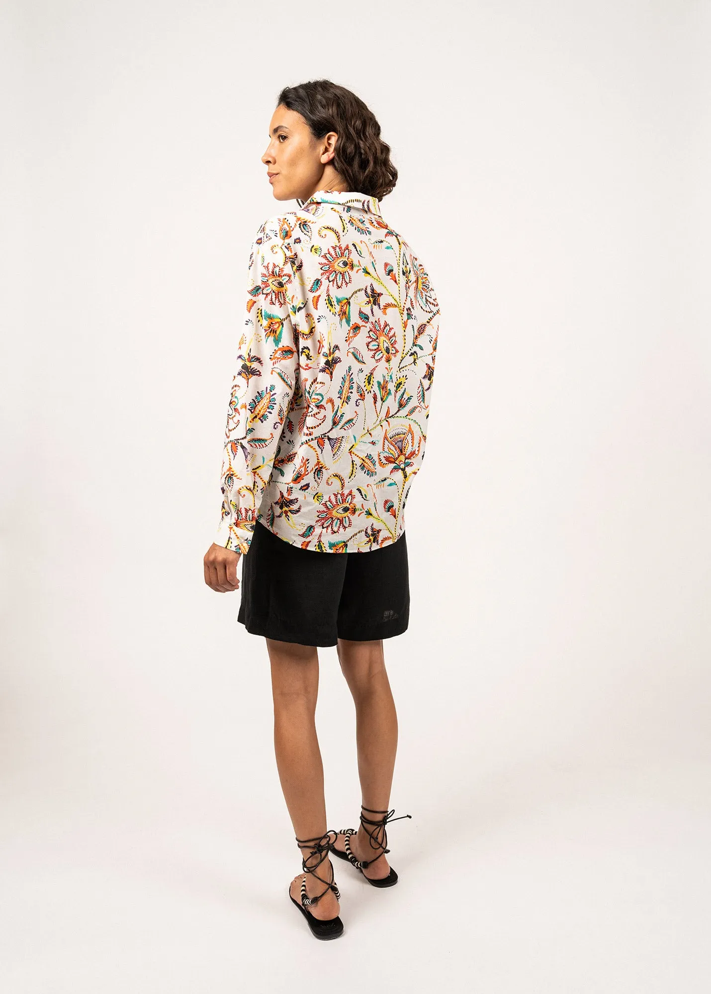 MARION - Printed Shirt With Long Sleeves | 100% Cotton (SUMMER IVORY) MoistureControlClothing StretchFree