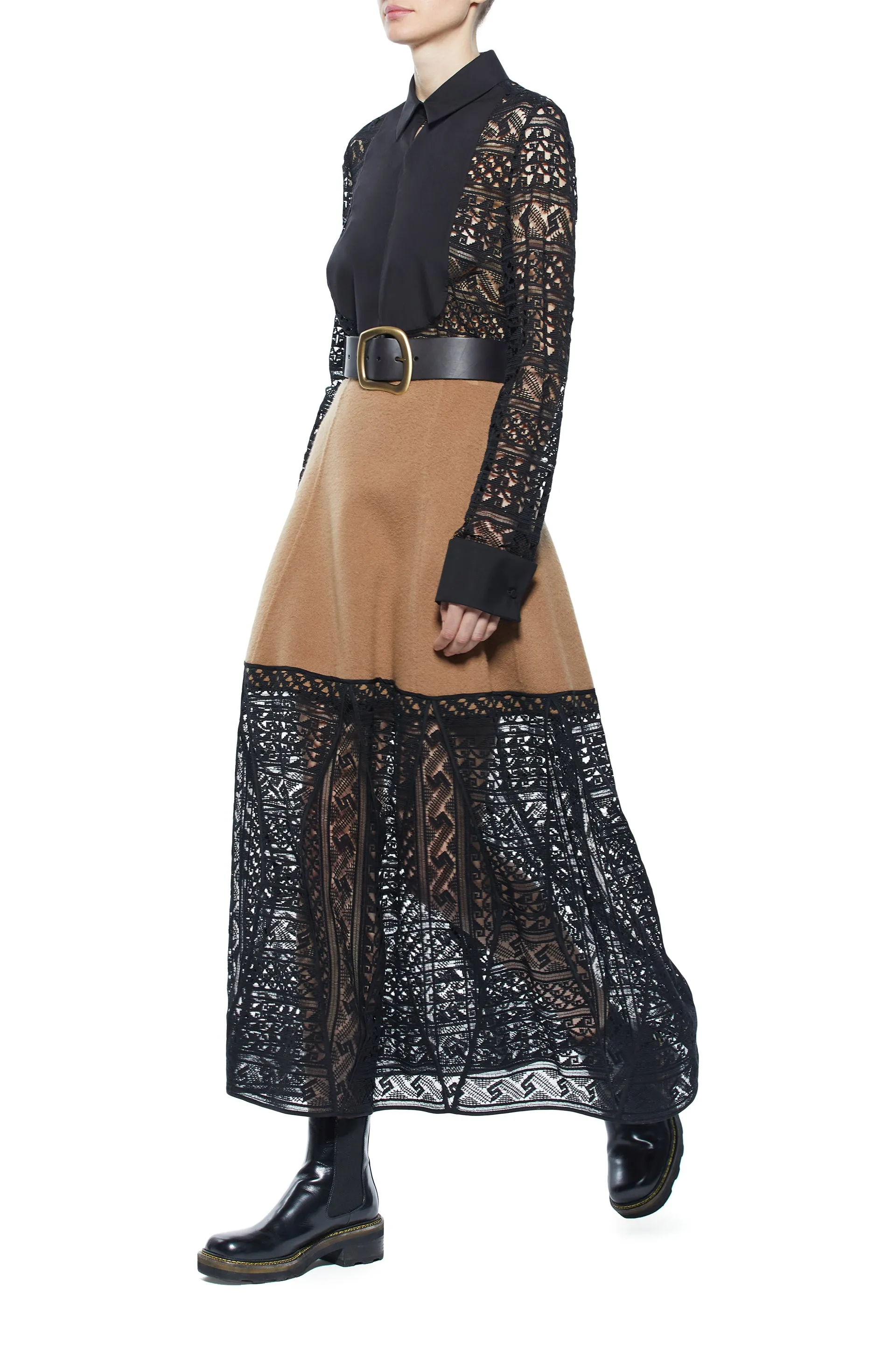 All Occasion Sorvino Lace Midi Skirt in Camel Double-Face Recycled Cashmere