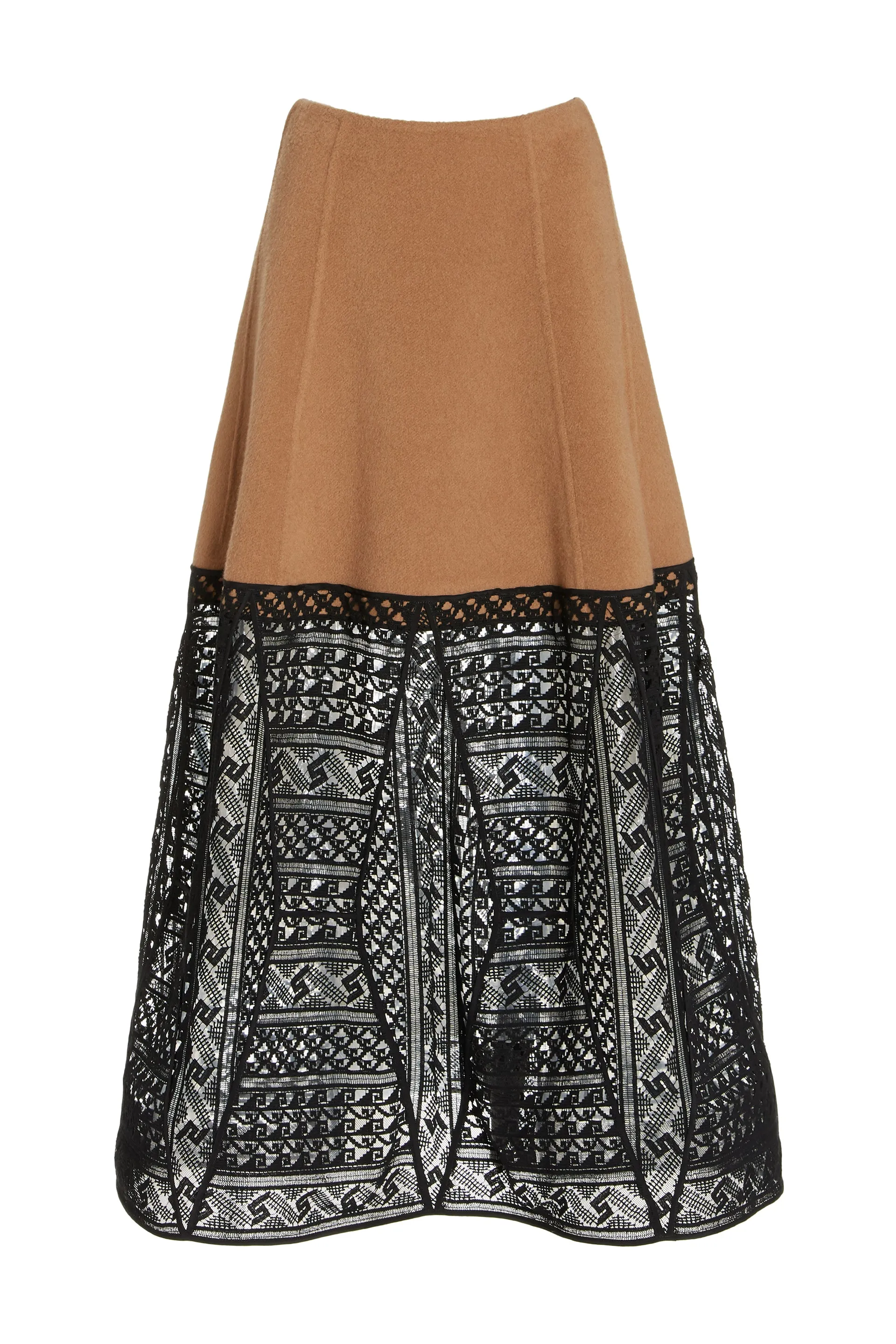 Sorvino Lace Midi Skirt in Camel Double-Face Recycled Cashmere Flight Fit Ergonomic Pattern