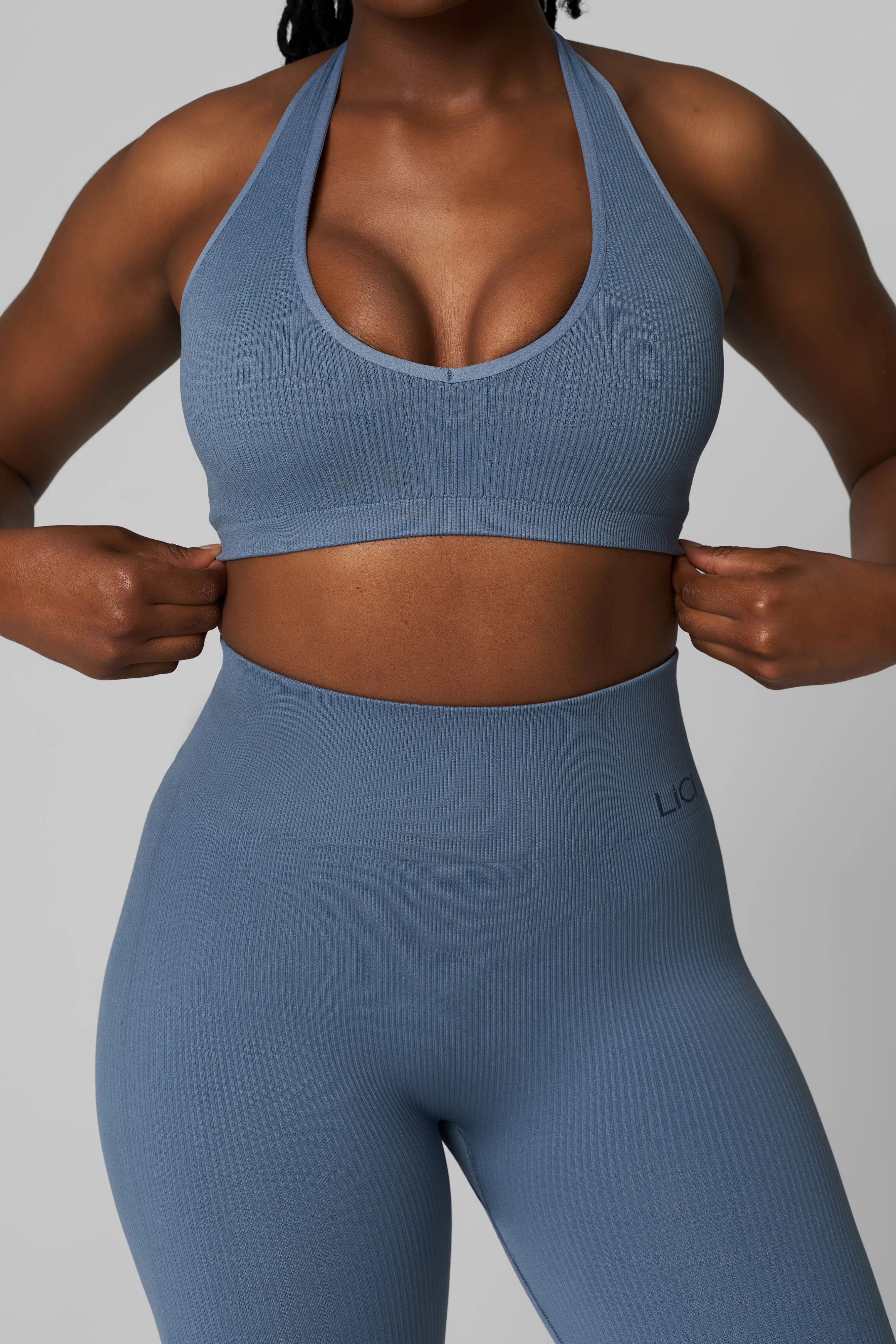 AbrasionResistantThread Dusty Blue Seamless Ribbed Legging