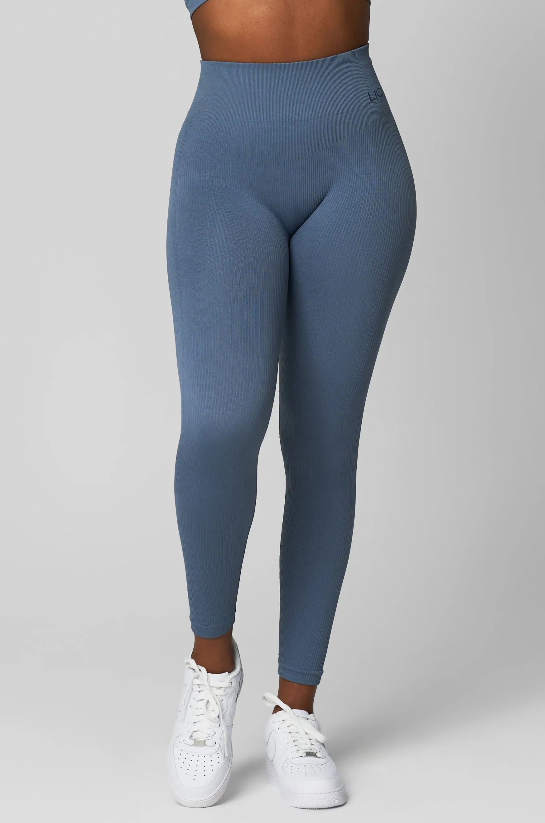 Dusty Blue Seamless Ribbed Legging Star Mood