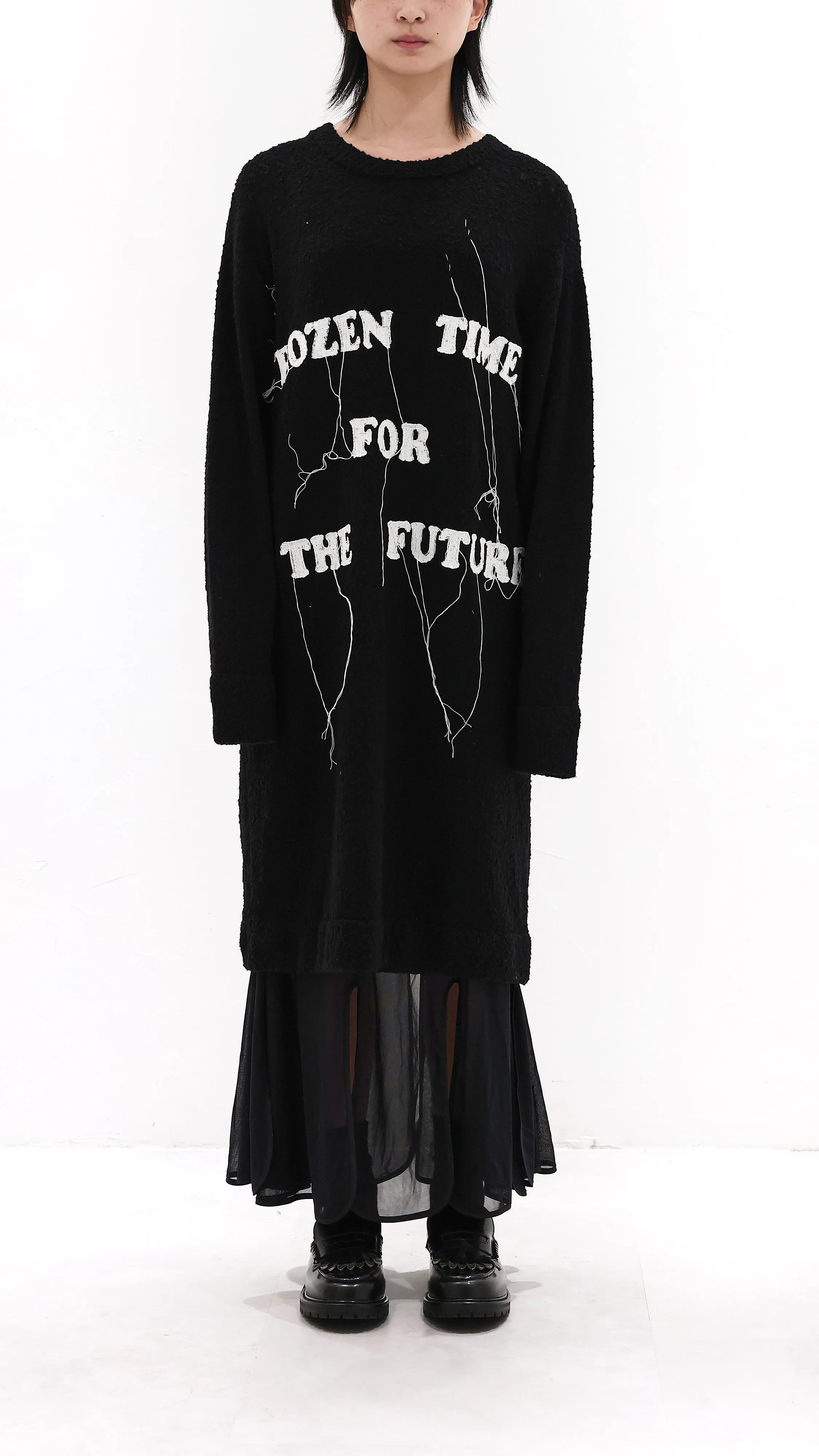 Loose Fit 2 in 1 Slogan Knit Dress