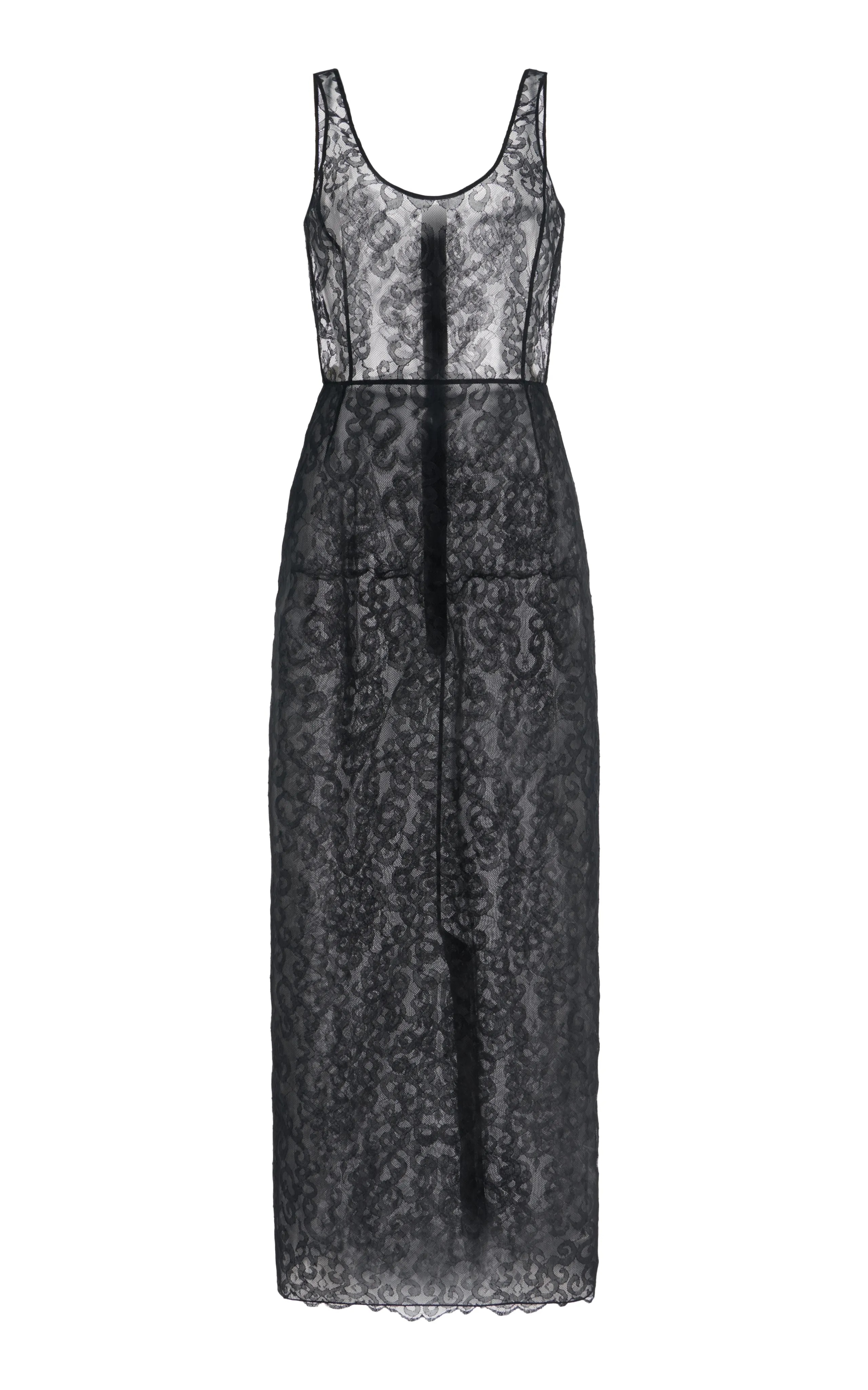 Polus Sheer Maxi Dress with Slip in Black Silk Lace All weather