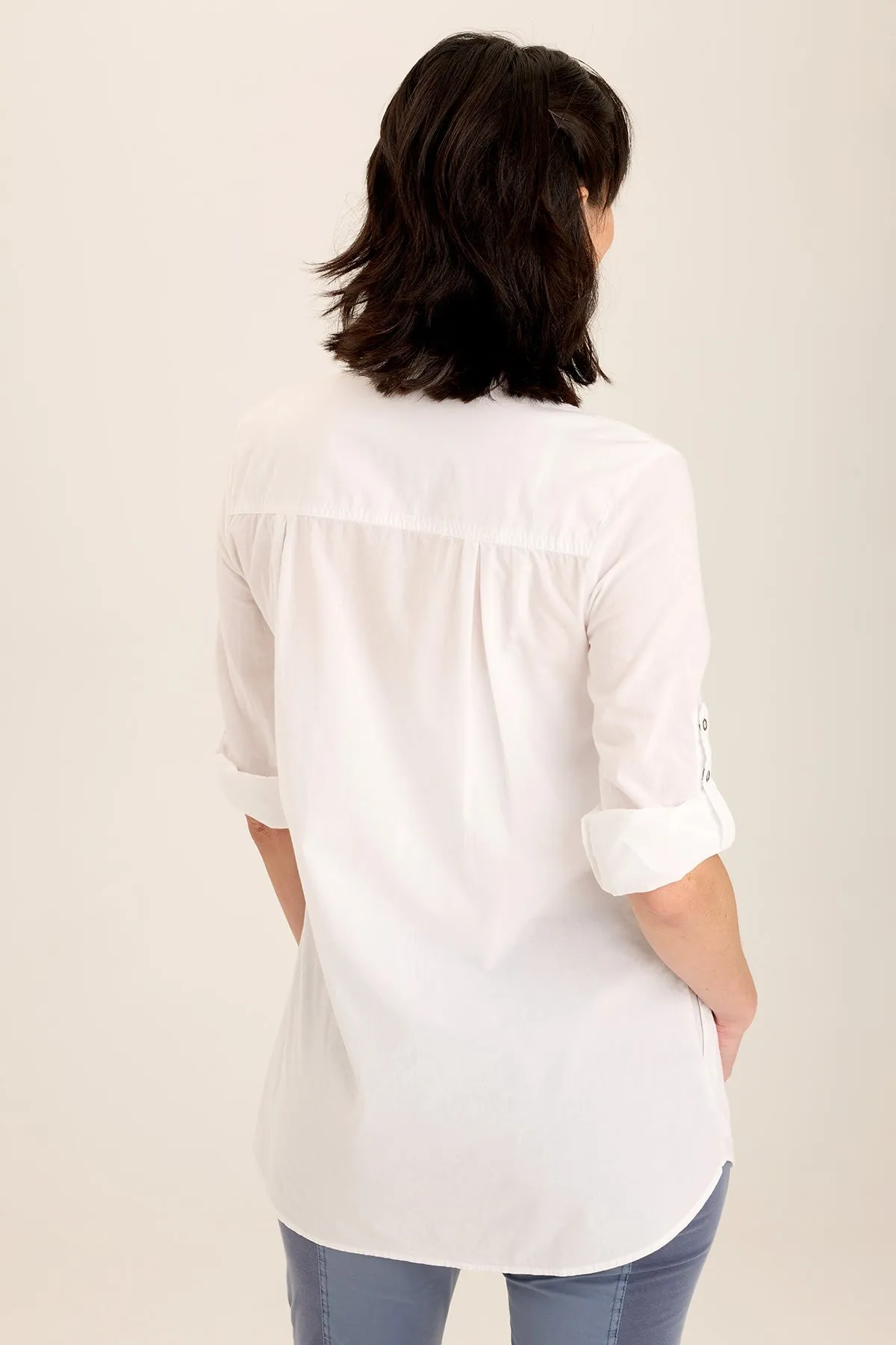 QuickRelease Closures Calm Core Reporter Soft Voile Button-Down Blouse
