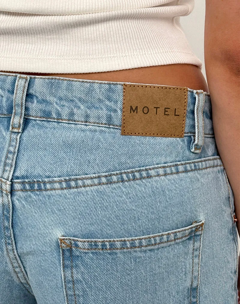Young Edge Low Rise Parallel Jeans in Light Wash Blue