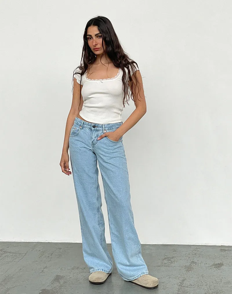 Low Rise Parallel Jeans in Light Wash Blue ThermalRegulating Layer