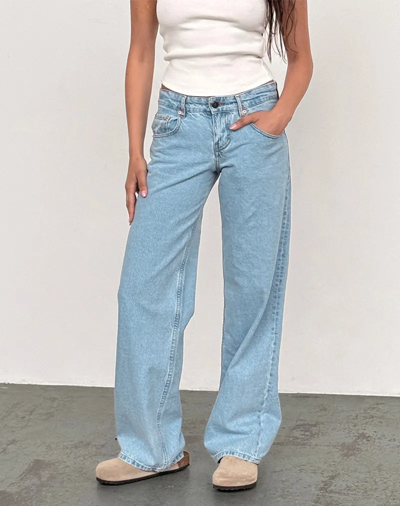 Low Rise Parallel Jeans in Light Wash Blue WrinkleResistantCloth