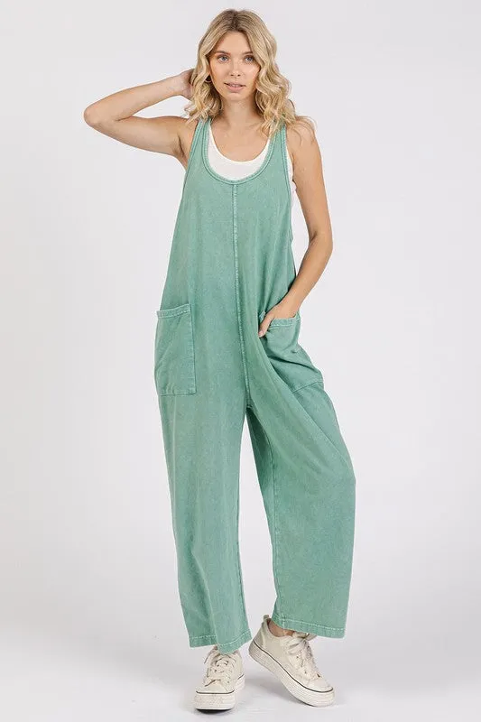 Mineral Wash Jumpsuit - 2 Colors! Free Fit StaticFree Material
