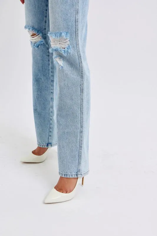 Judy Blue High Waist Magic Destroy 90's Straight Jeans Kind Soul